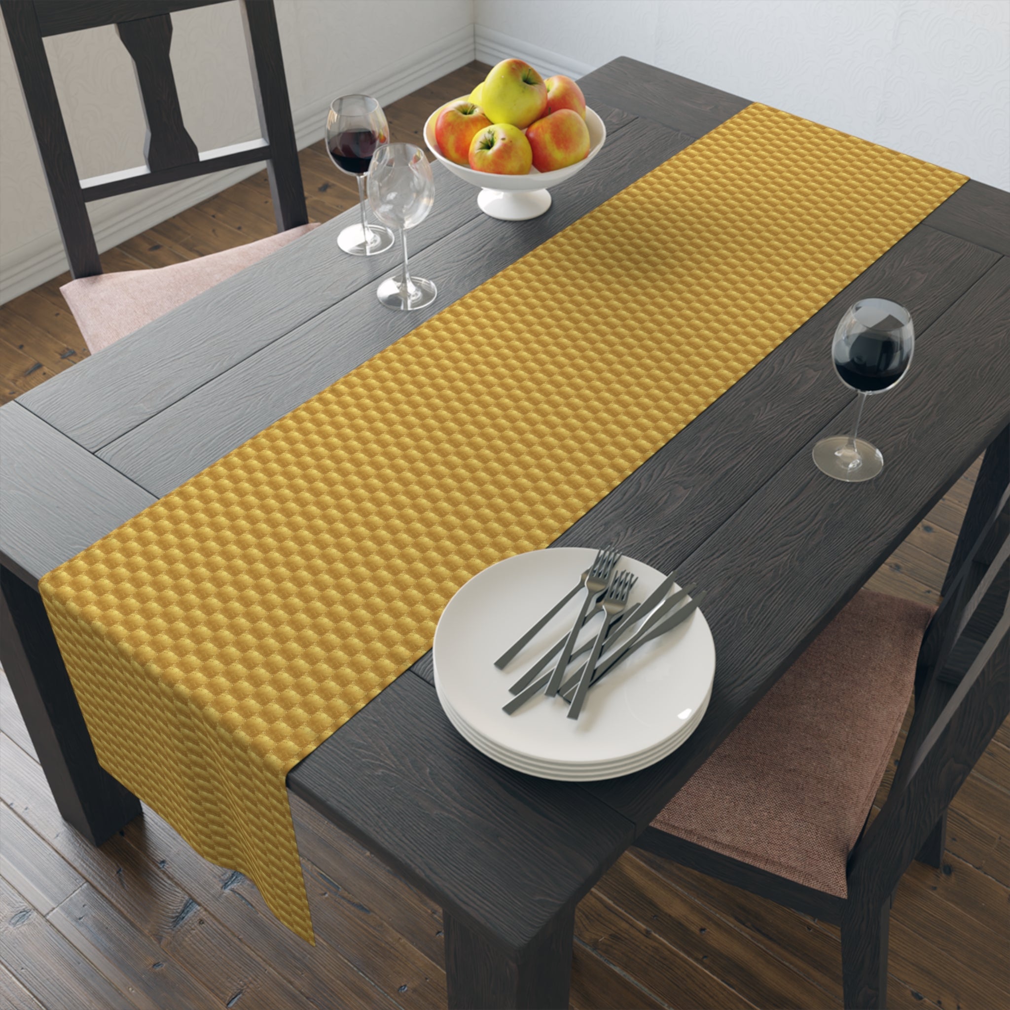 Table Runner - Gold Square Pattern