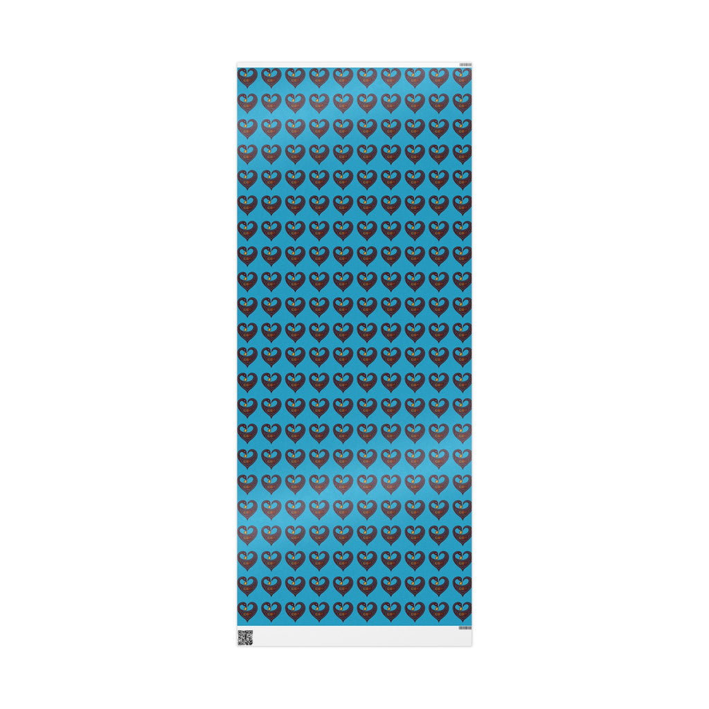 Adinkra Teal Sankofa Heart Wrapping Paper