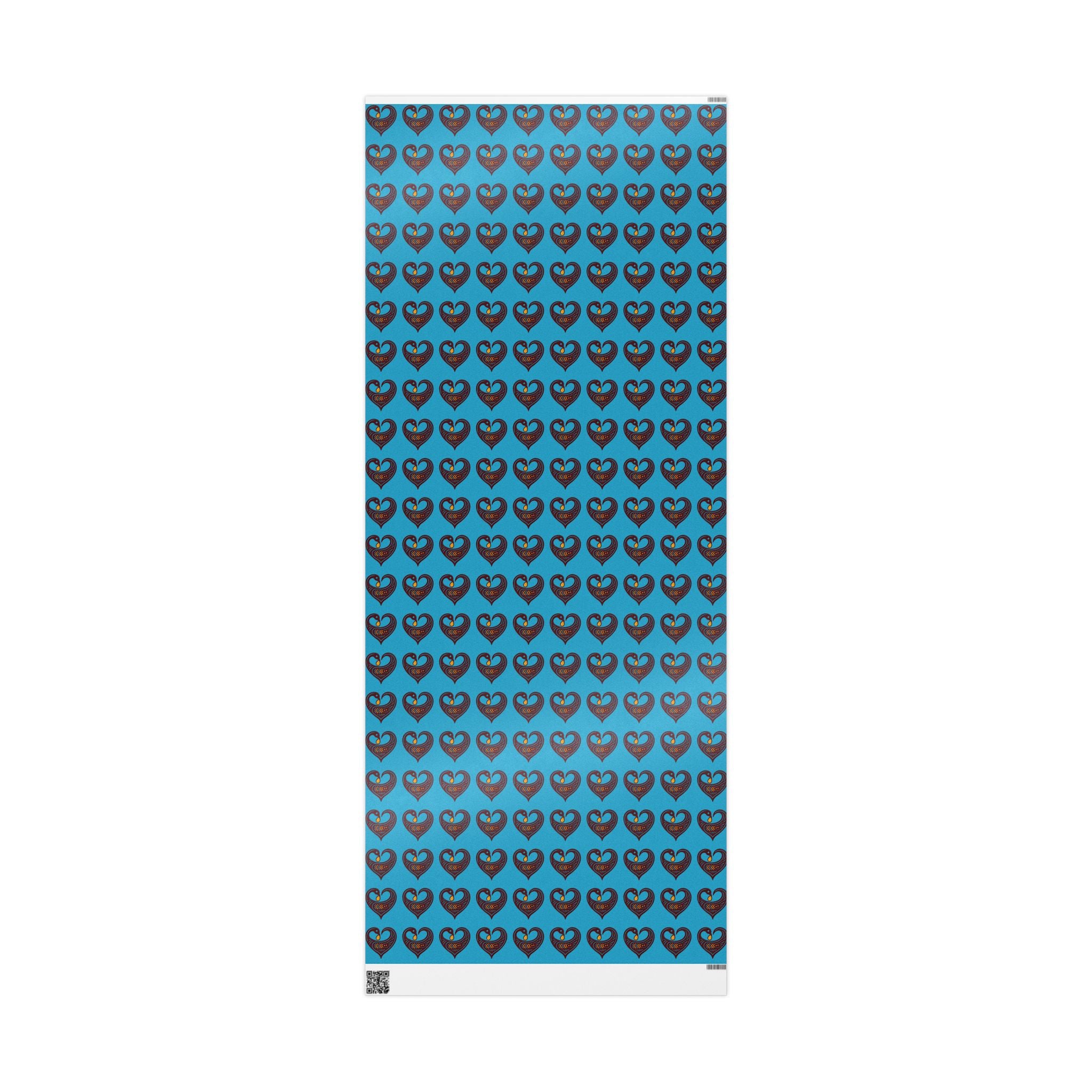 Adinkra Teal Sankofa Heart Wrapping Paper