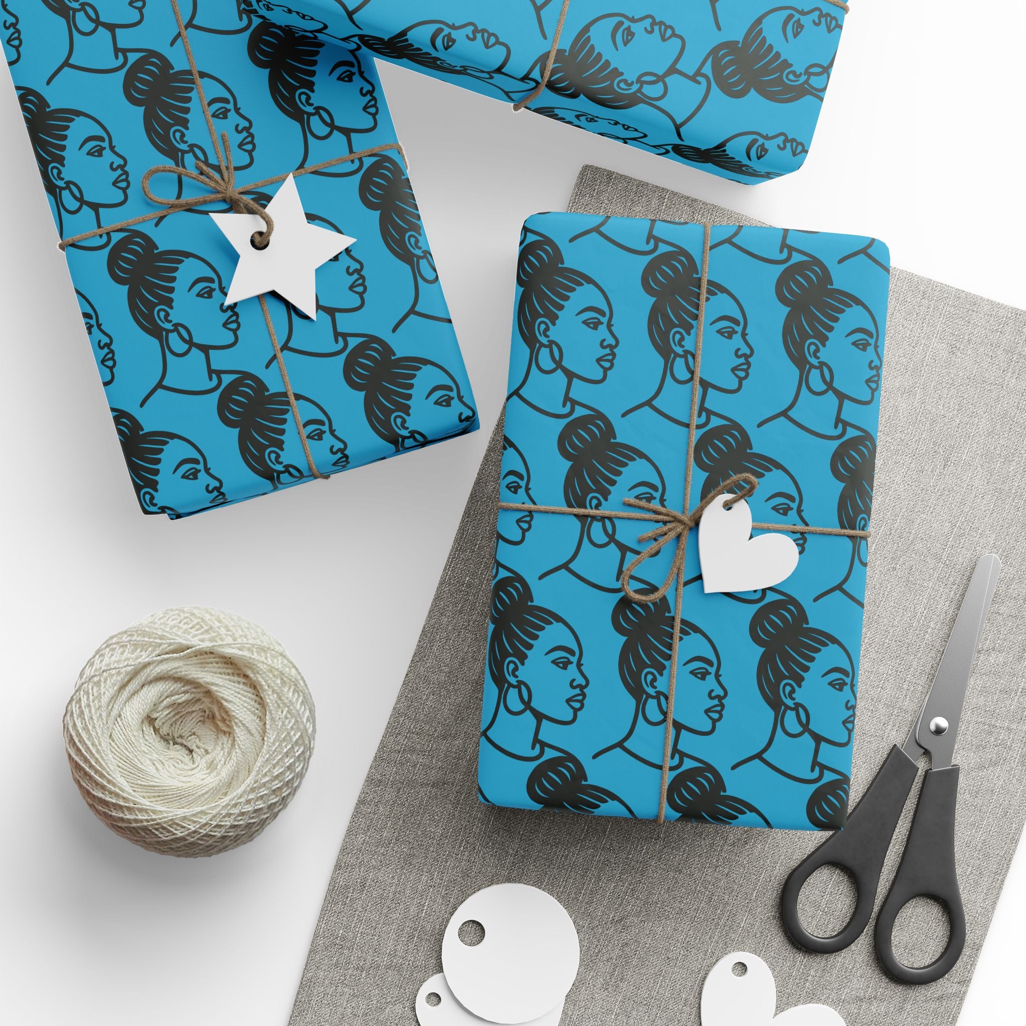 'High Bun' Blue Wrapping Paper