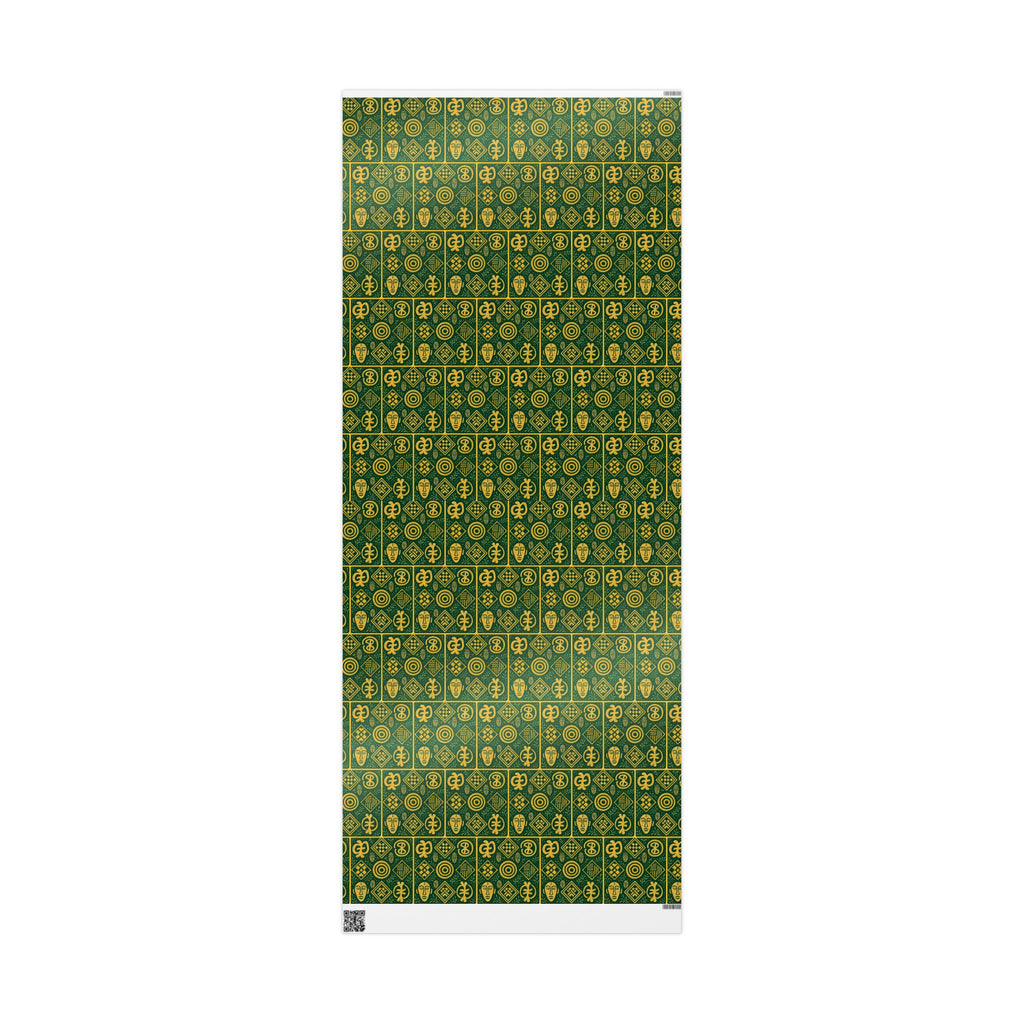 Green and Gold Adinkra Printed Wrapping Paper