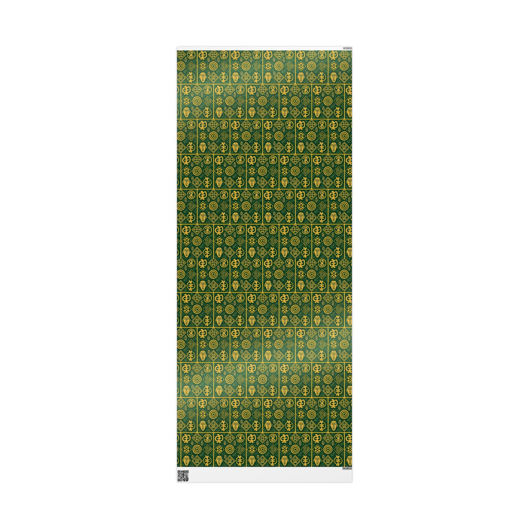 Green and Gold Adinkra Printed Wrapping Paper