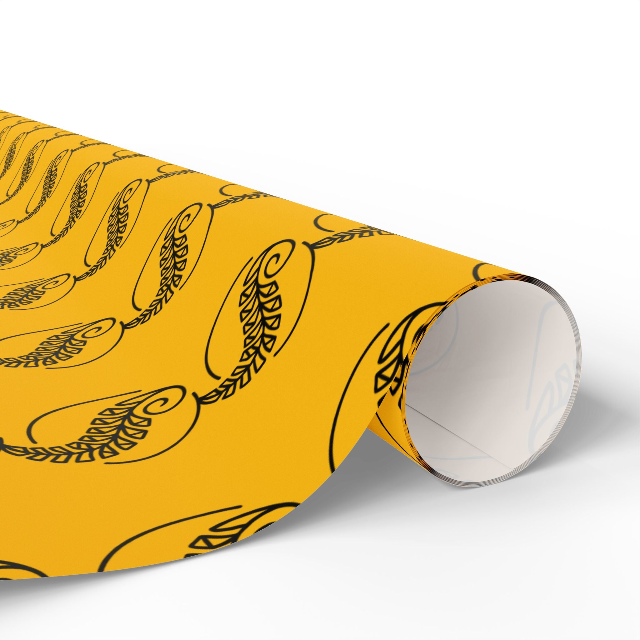 Adinkra Yellow Fern Wrapping Paper
