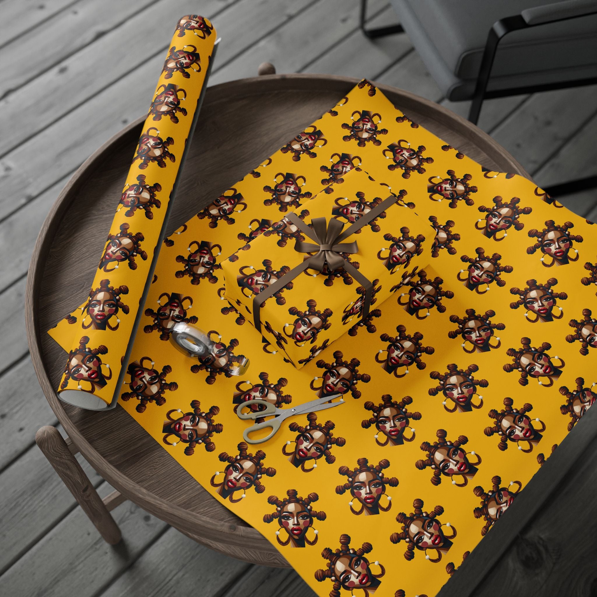 'Bantu' Yellow Gift Wrapping Paper Roll