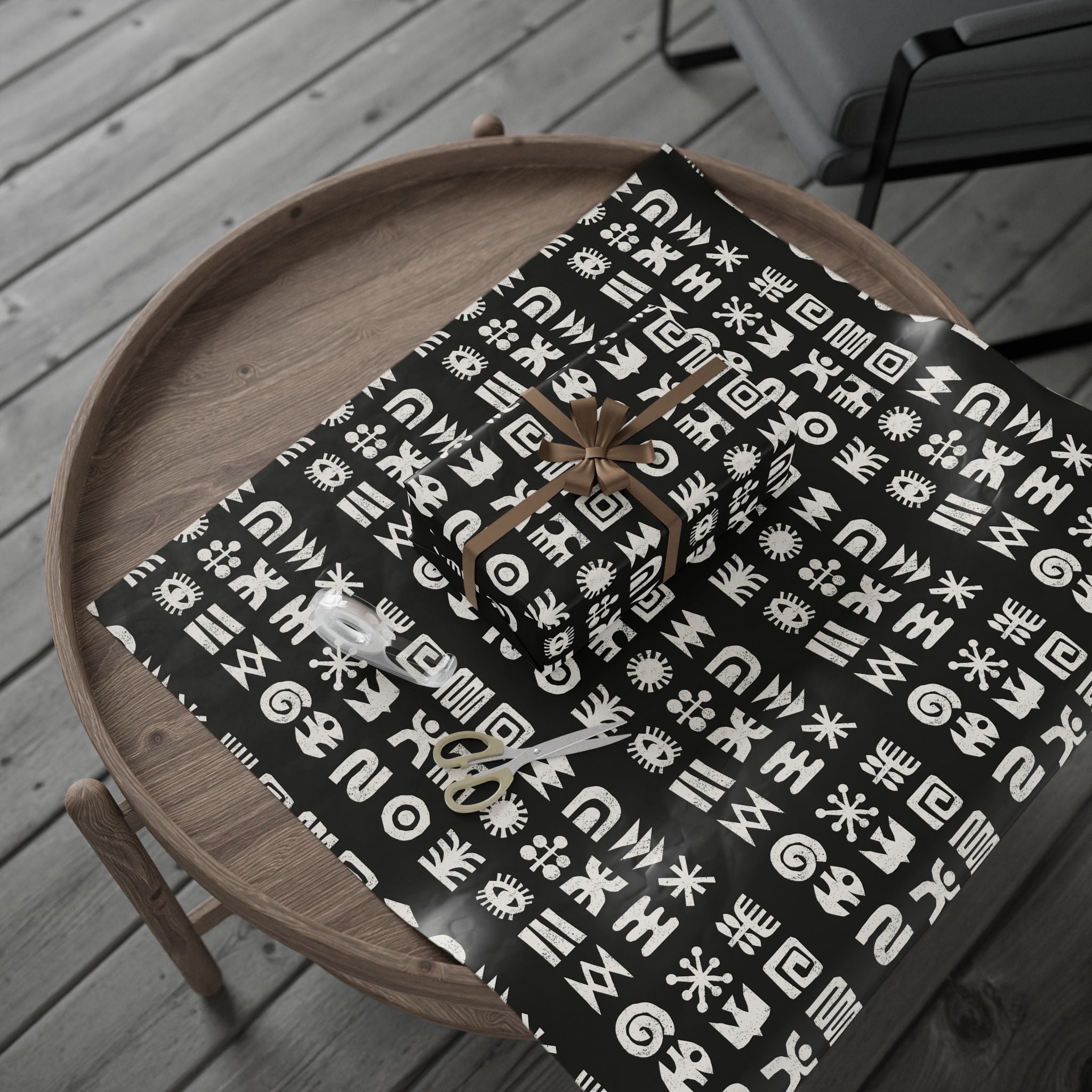 Adinkra Black & White Unique Wrapping Paper