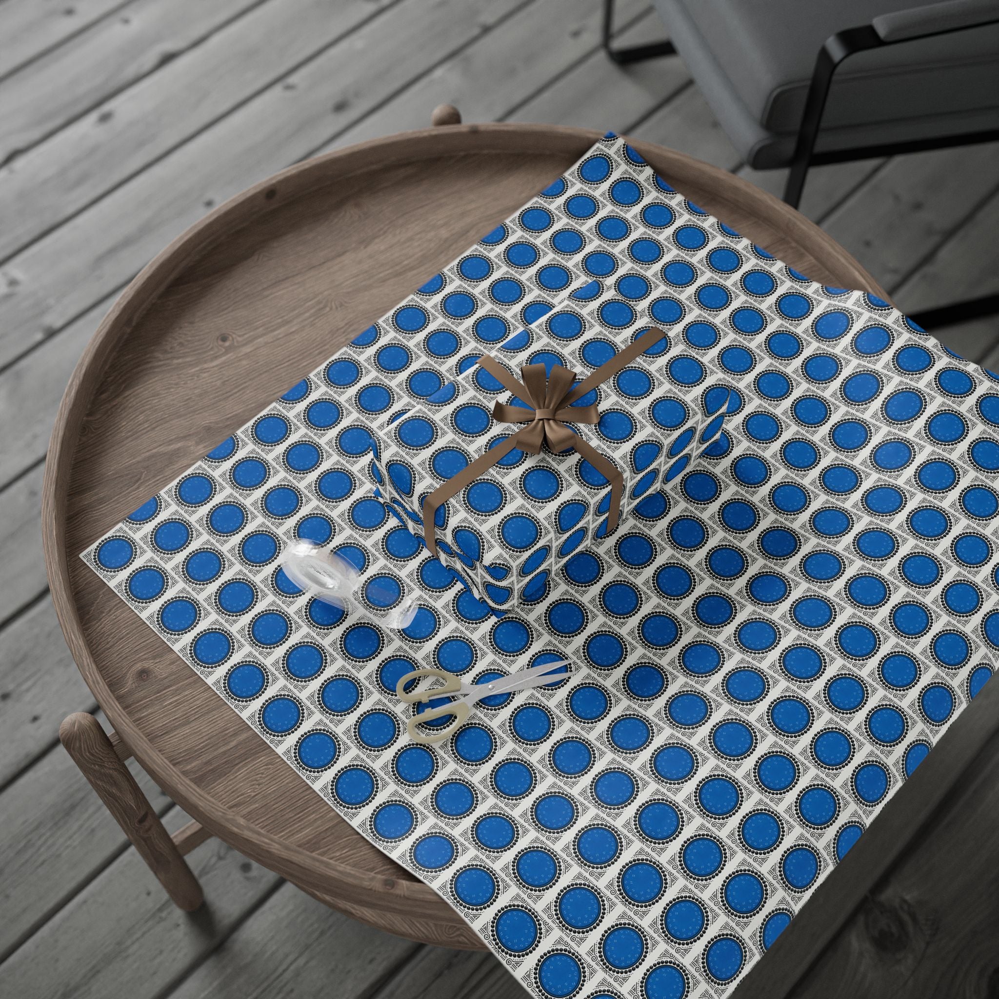 Blue Dot Printed Wrapping Paper