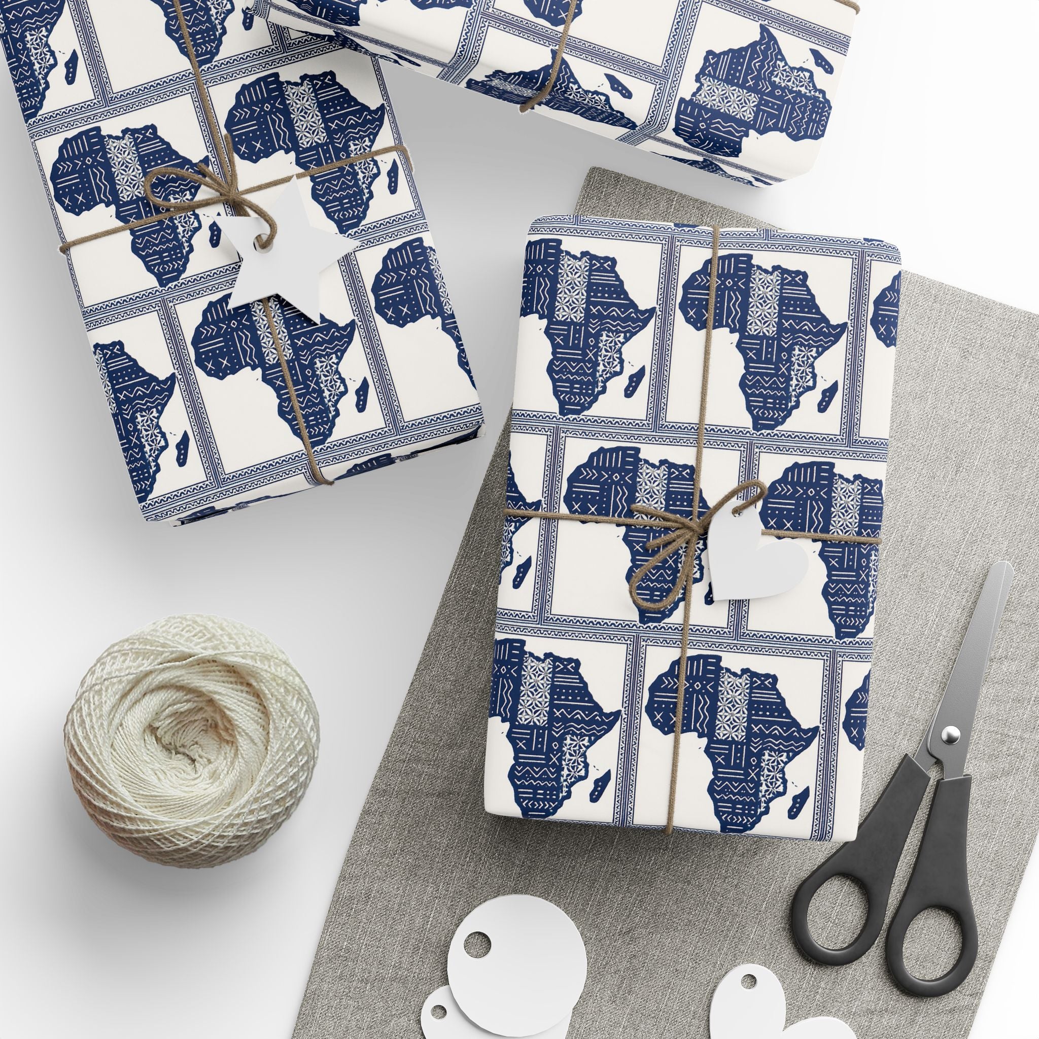 Africa Blue Printed Wrapping Paper