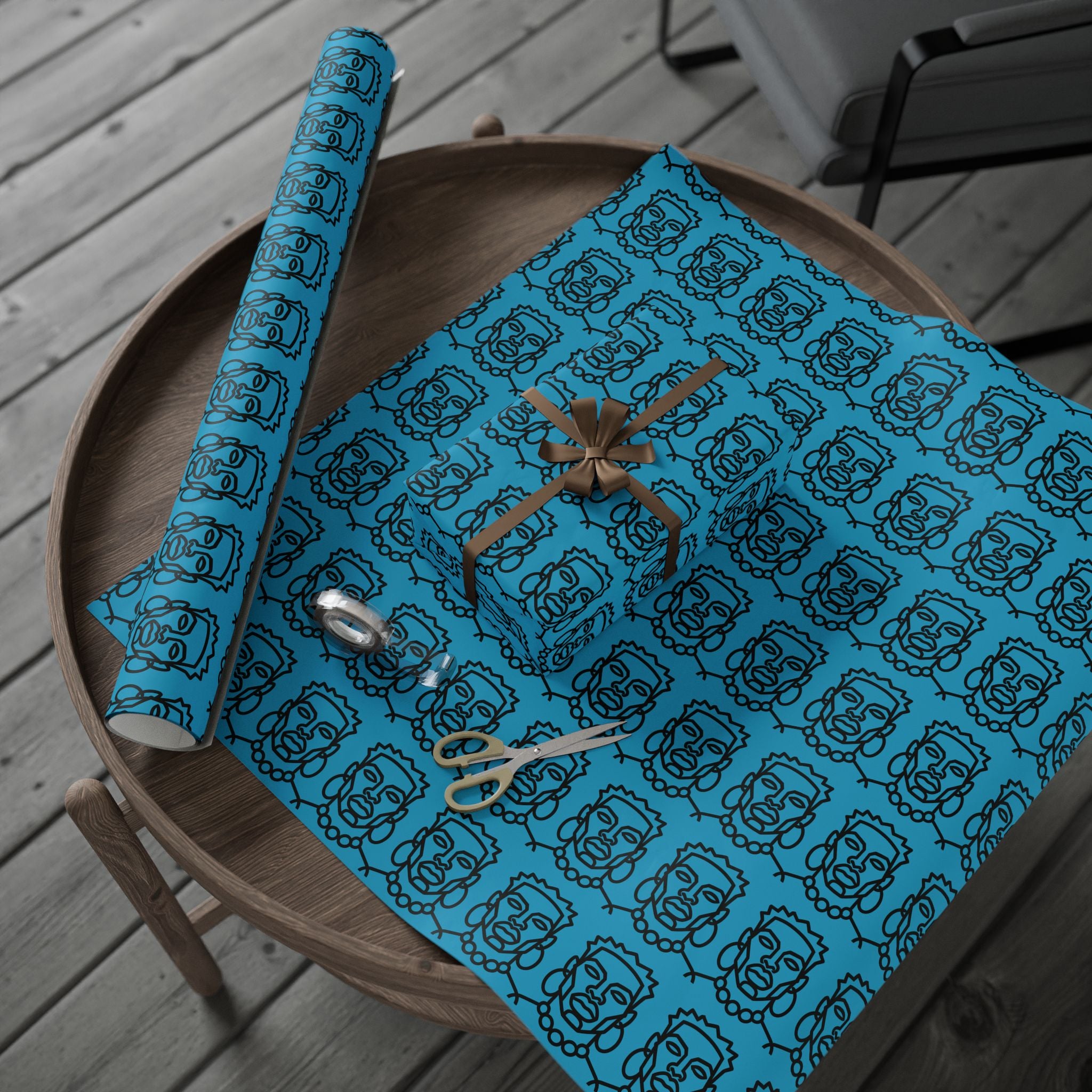 'He is Him' Teal Wrapping Paper, Holiday Gift Wrap