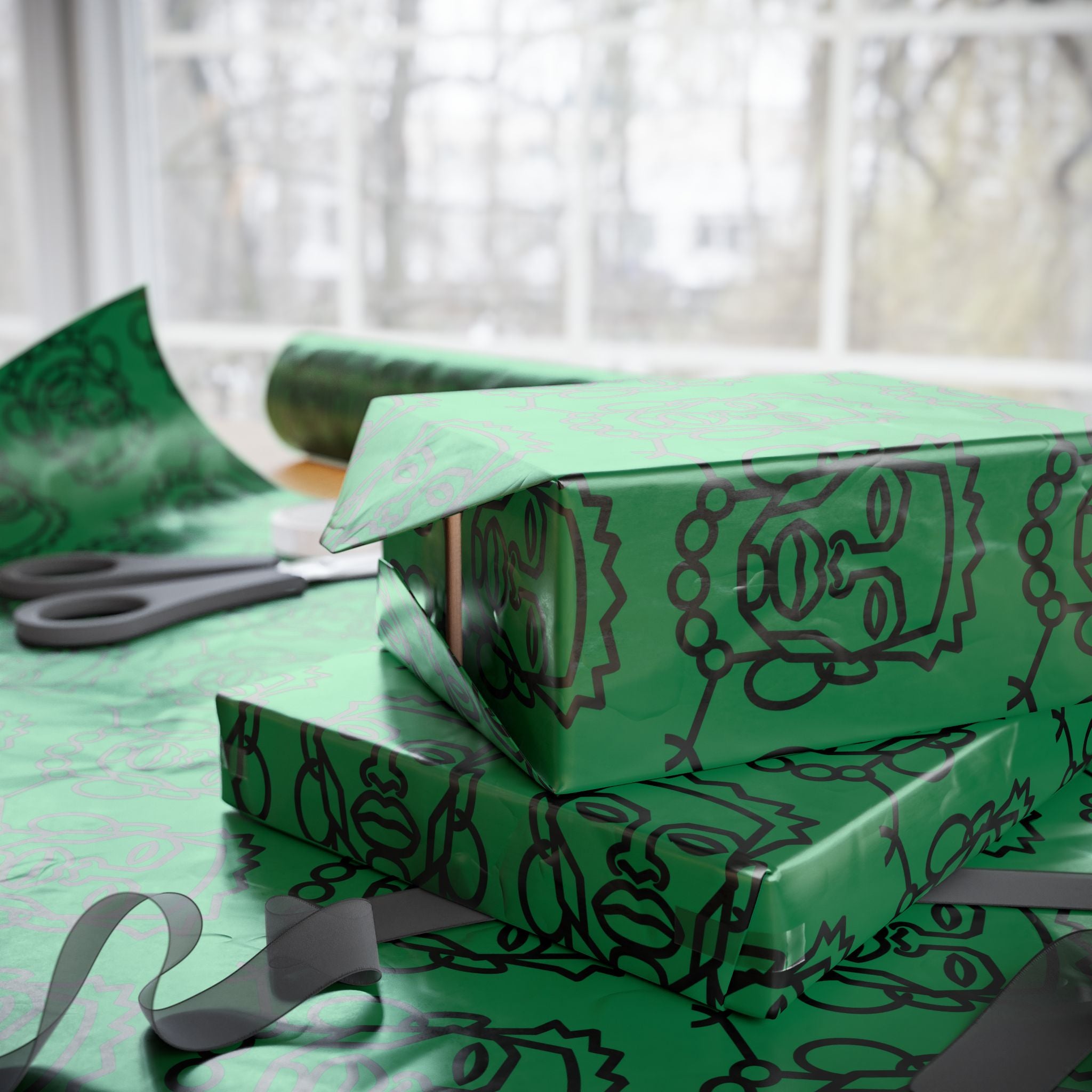 'He is Him' Green Wrapping Paper, Holiday Gift Wrap