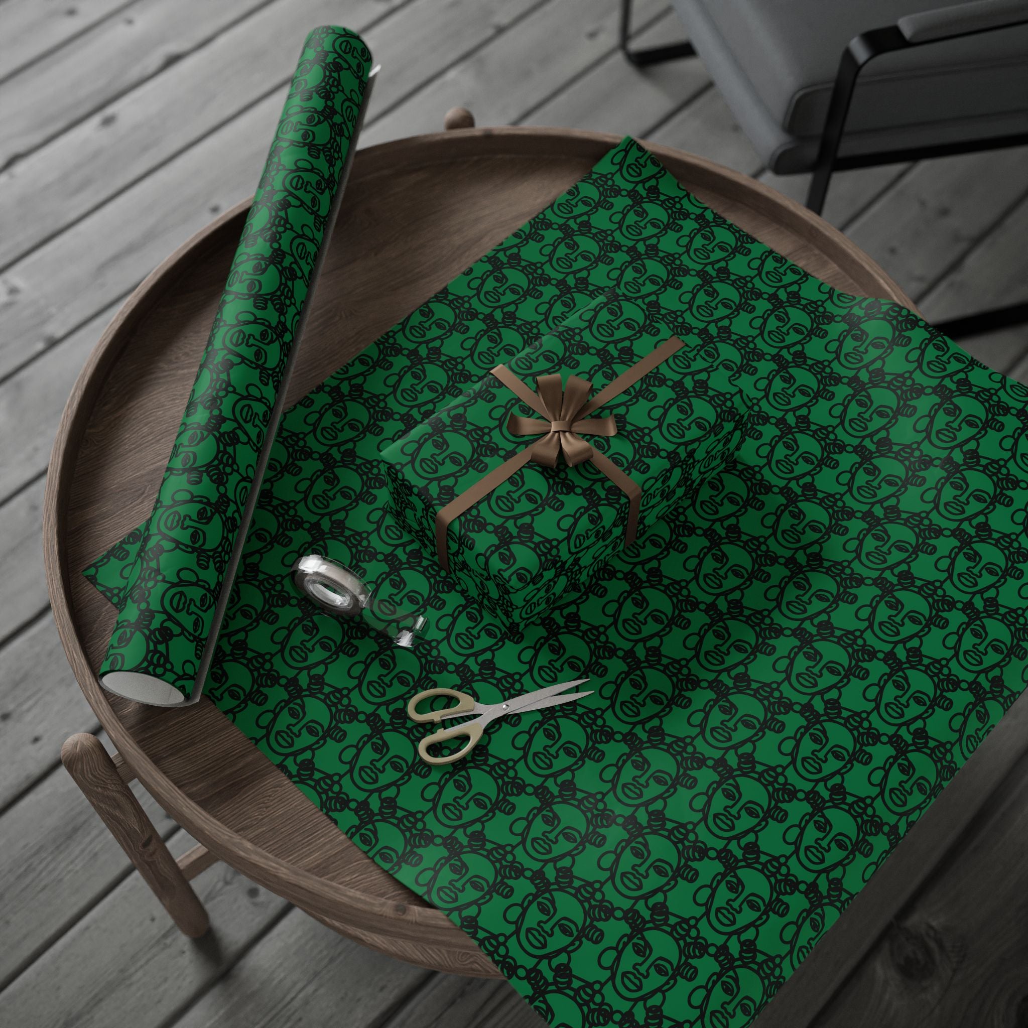 Bantu Crown - Green -Wrapping Paper, Holiday Gift Wrap