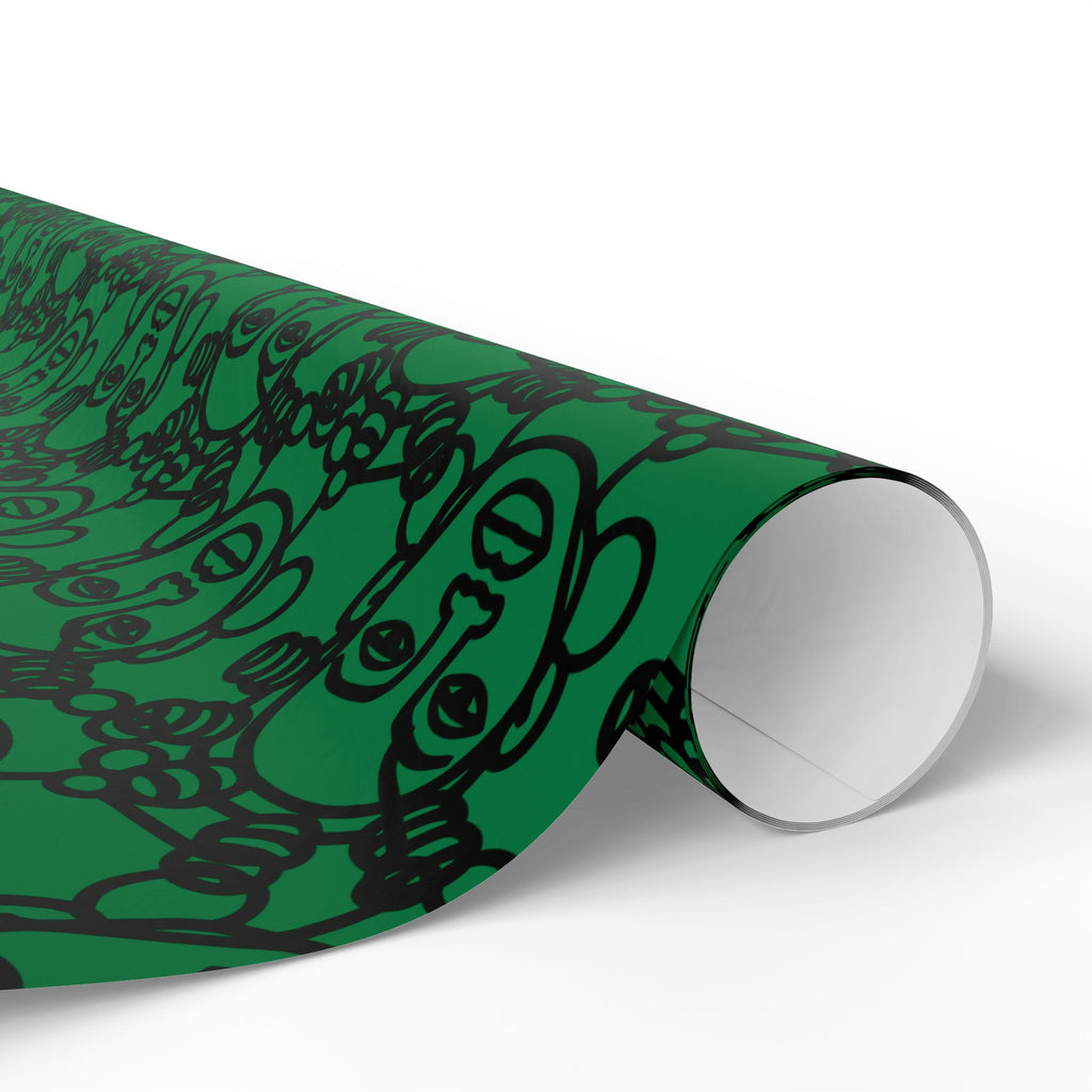 Bantu Crown - Green -Wrapping Paper, Holiday Gift Wrap