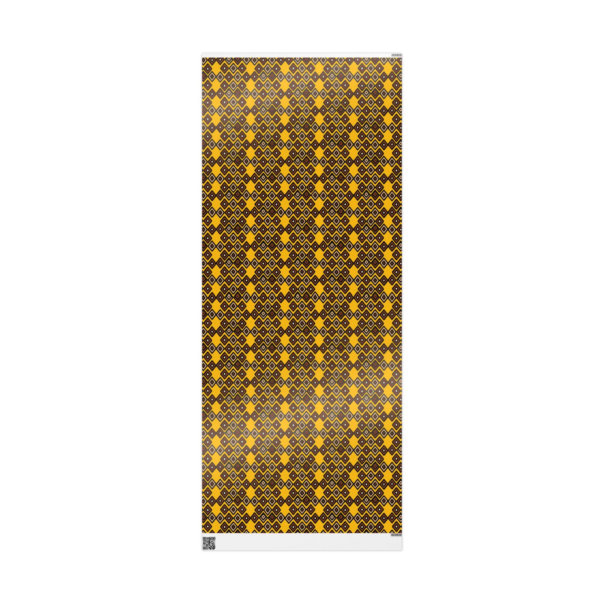 Diamond Pattern Retro Brown/Yellow Wrapping Paper