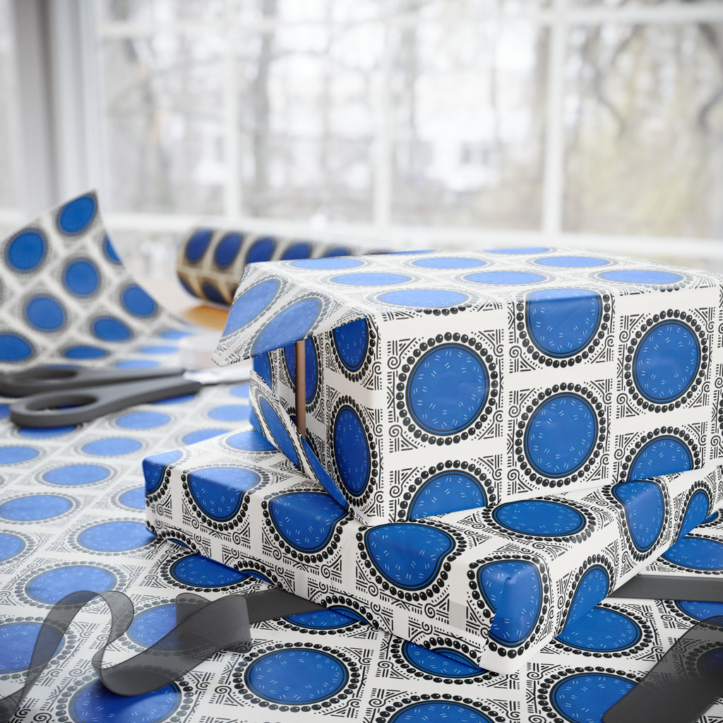 Blue Dot Printed Wrapping Paper