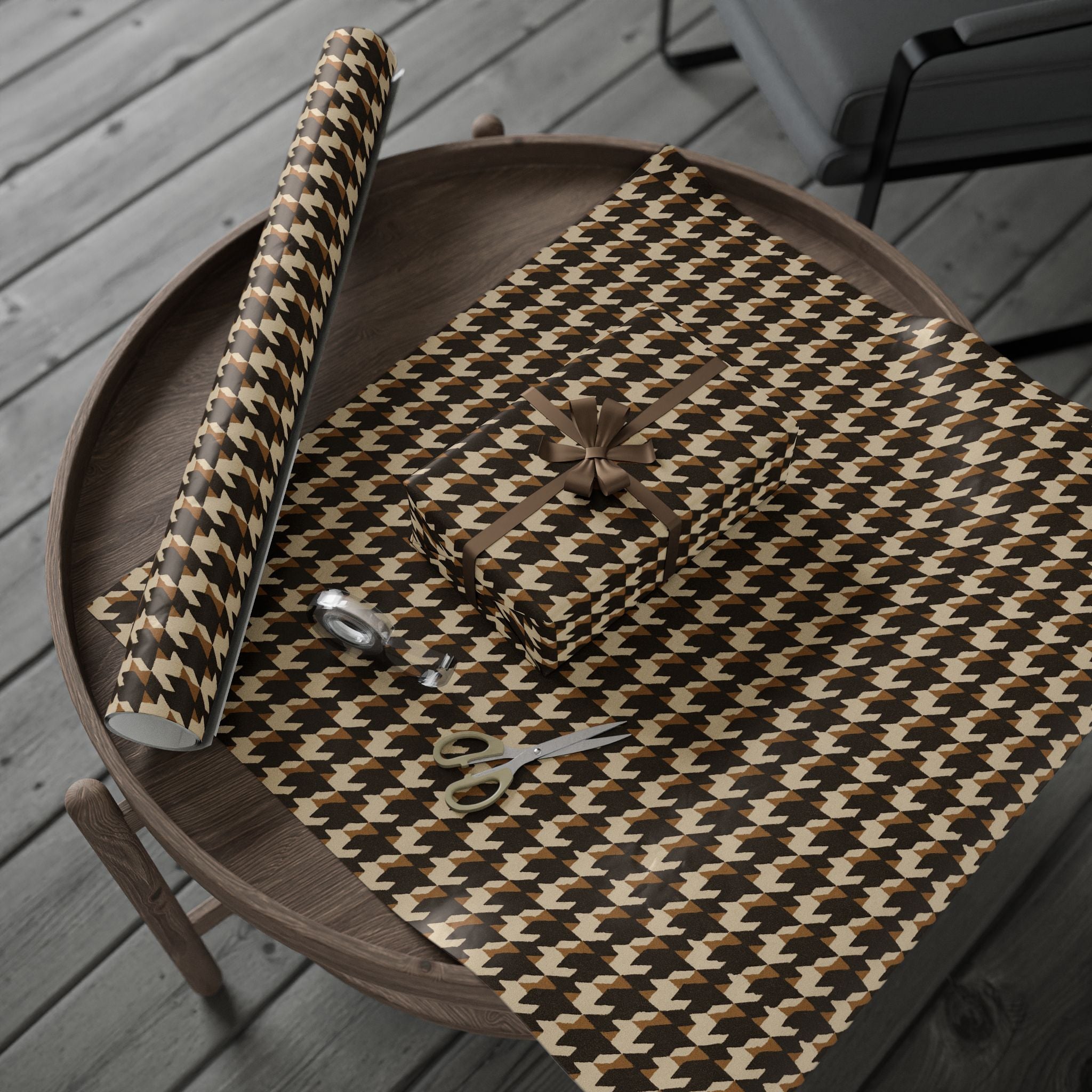 Houndstooth Pattern -Brown Wrapping Paper