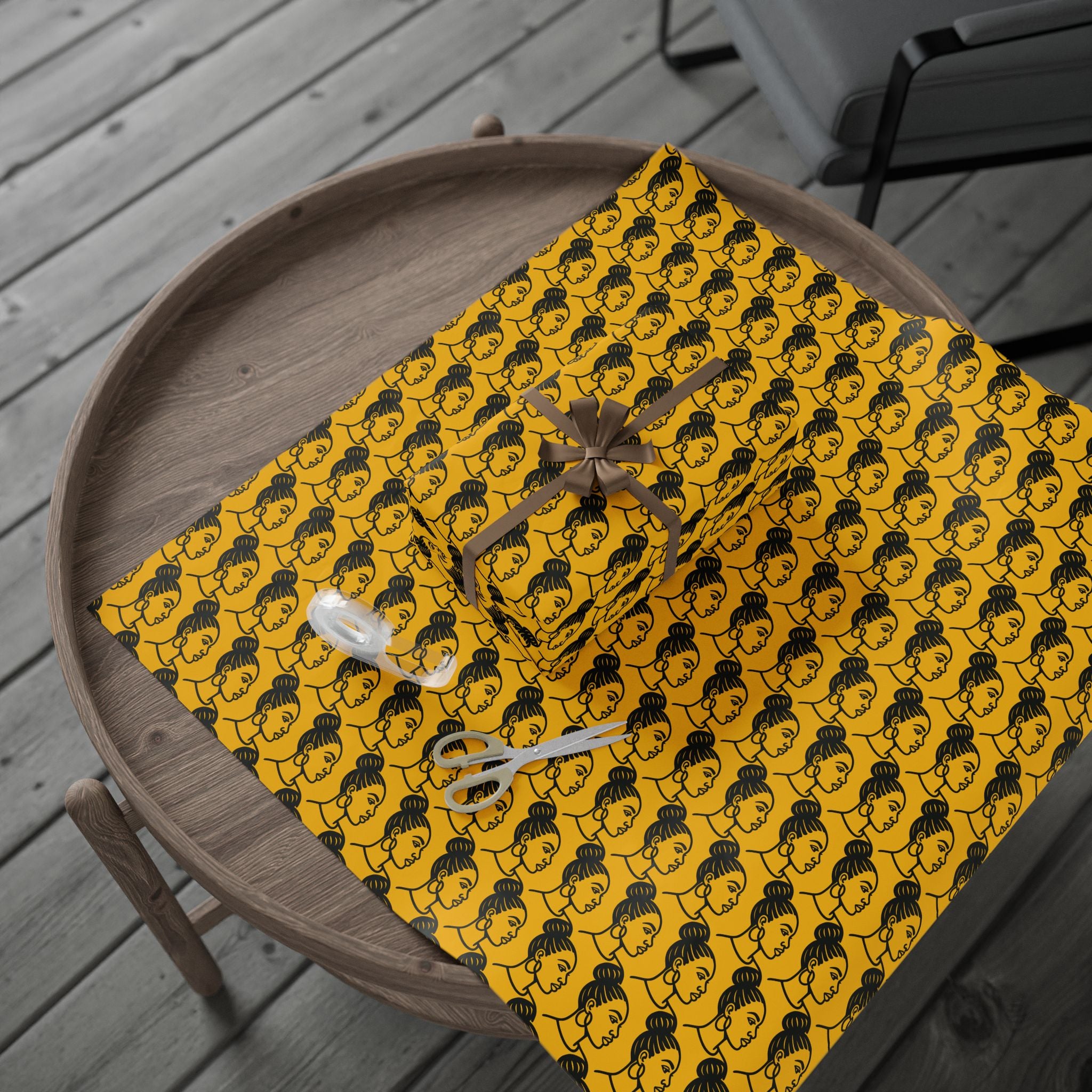 'High Bun' Yellow Wrapping Paper