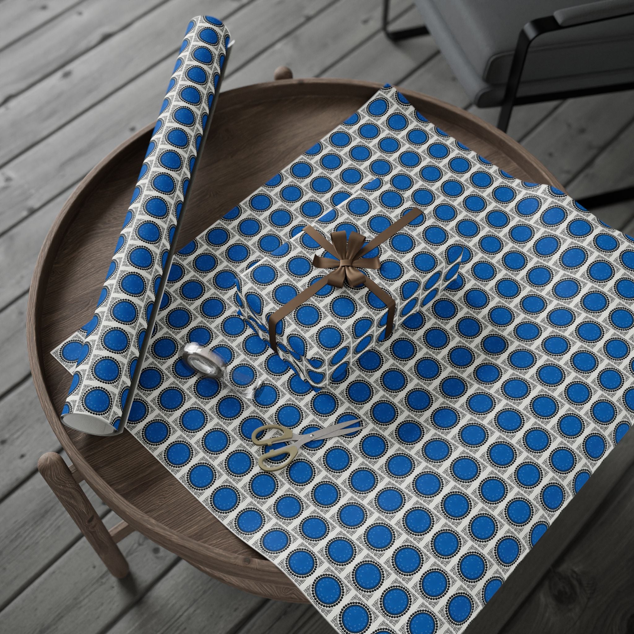 Blue Dot Printed Wrapping Paper