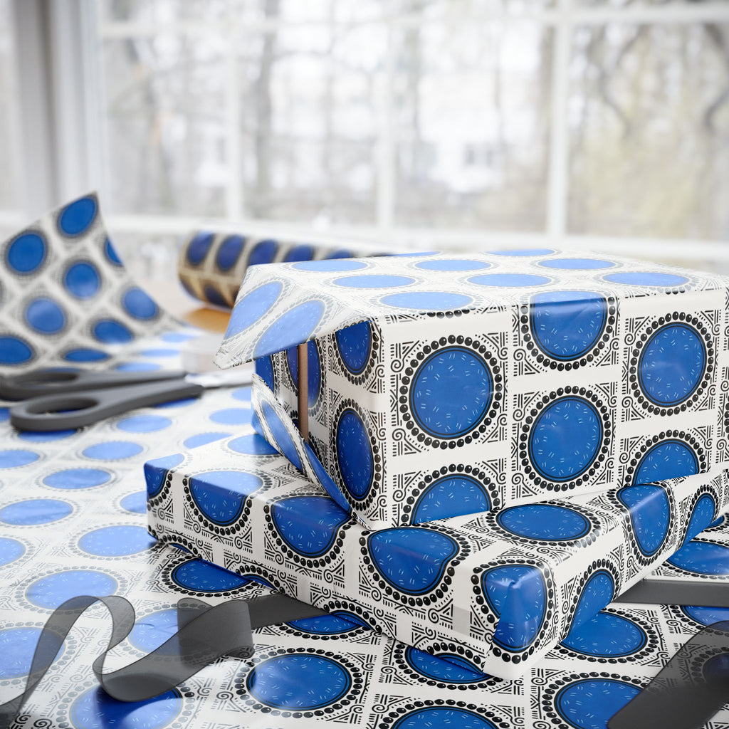 Blue Dot Printed Wrapping Paper