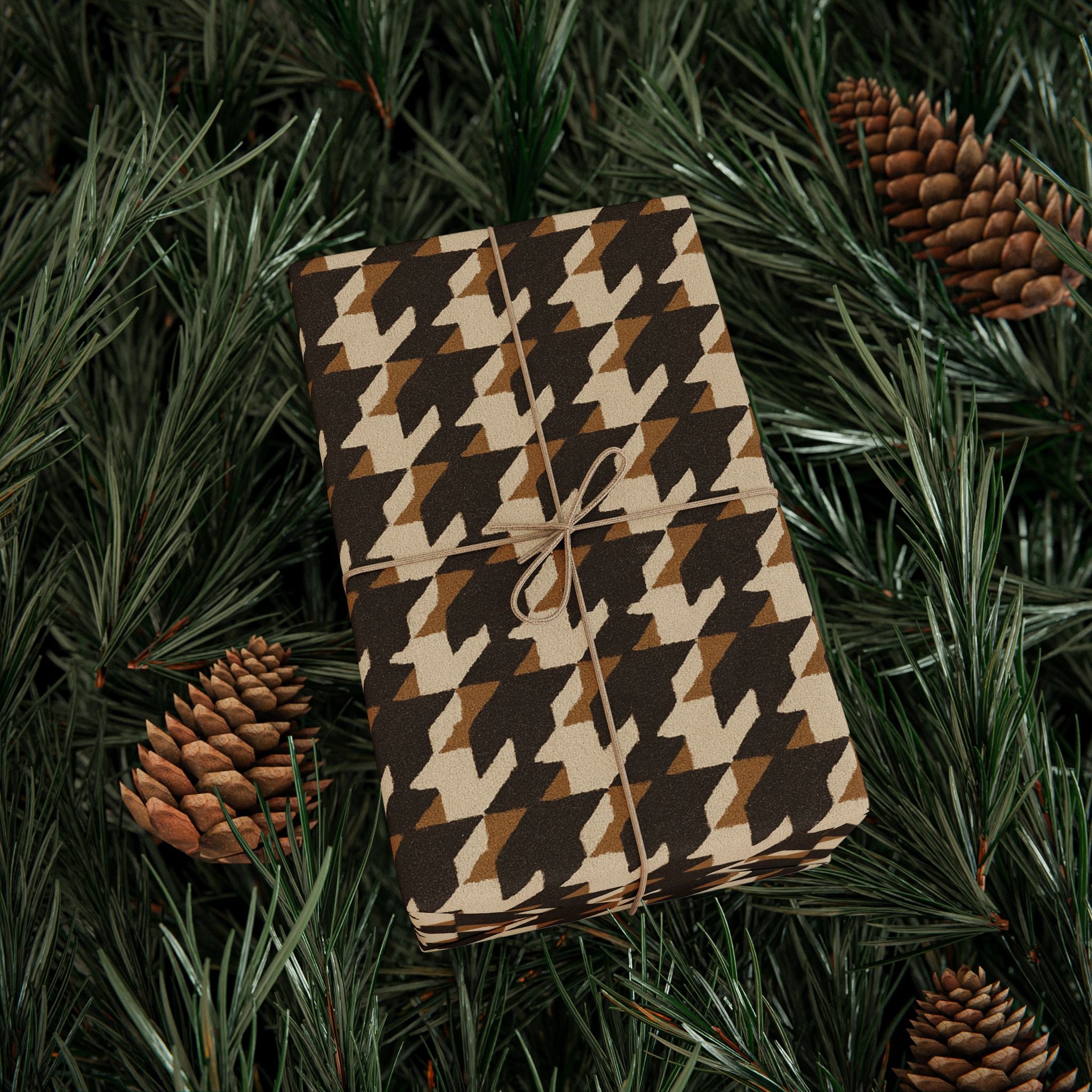 Houndstooth Pattern -Brown Wrapping Paper