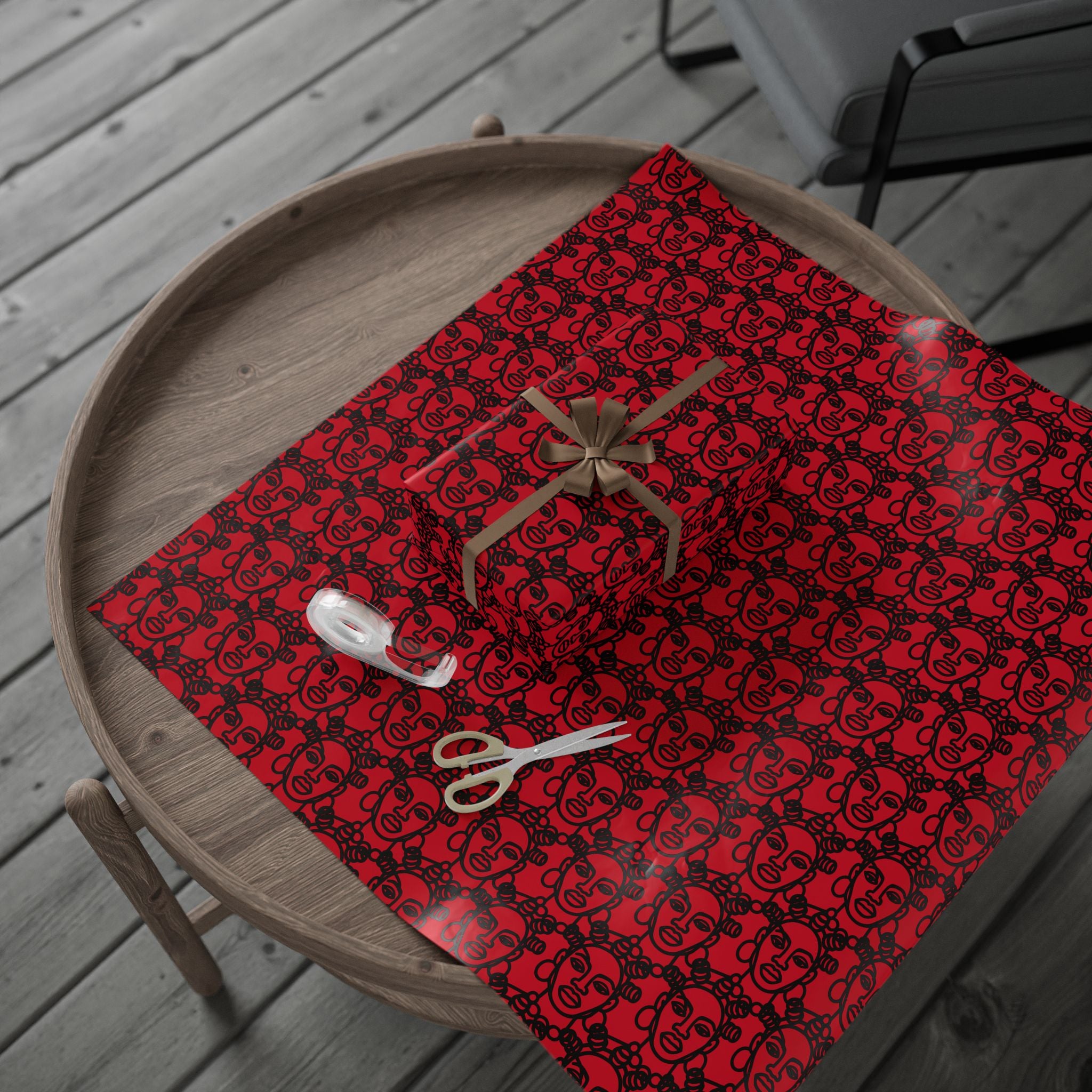 Bantu Crown - Red -Wrapping Paper, Holiday Gift Wrap