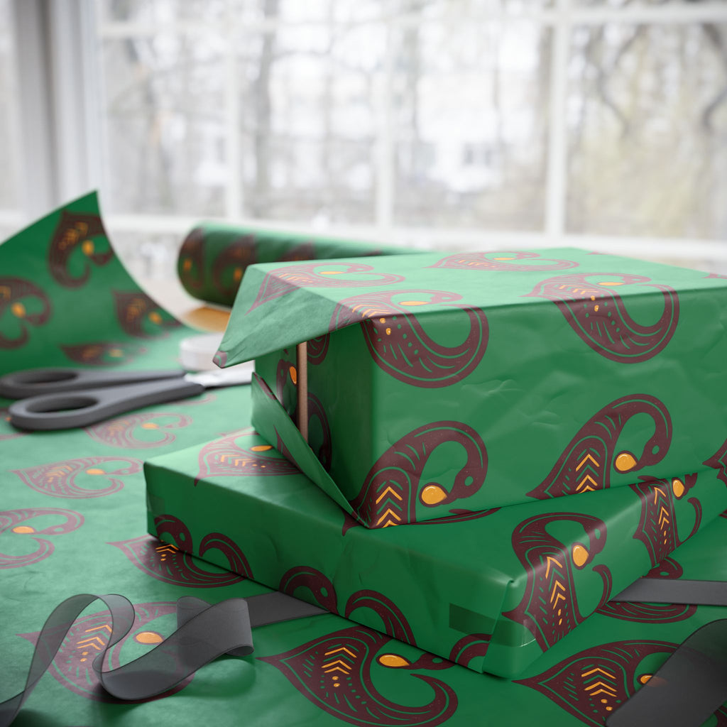 Adinkra Green Sankofa Heart Wrapping Paper