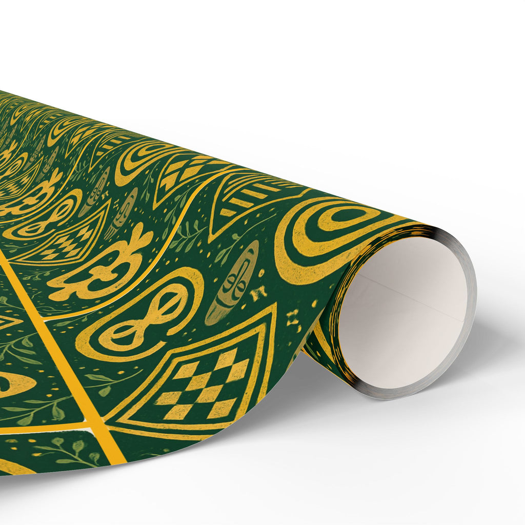 Green and Gold Adinkra Printed Wrapping Paper