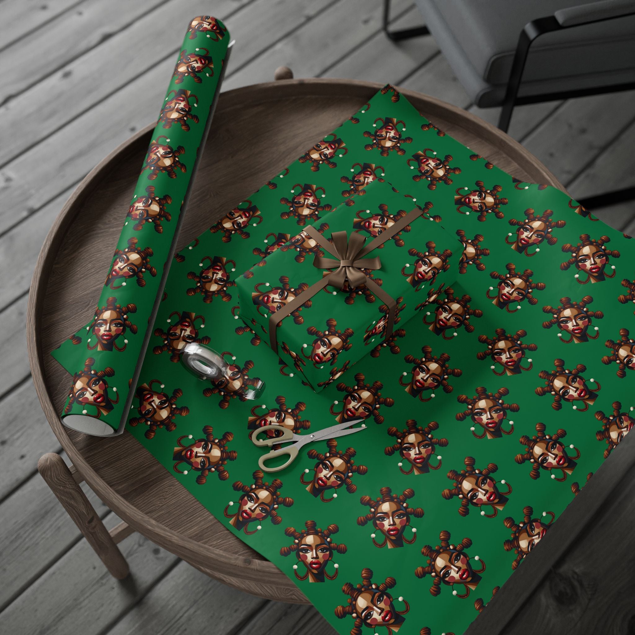 'Bantu' Green Gift Wrapping Paper Roll