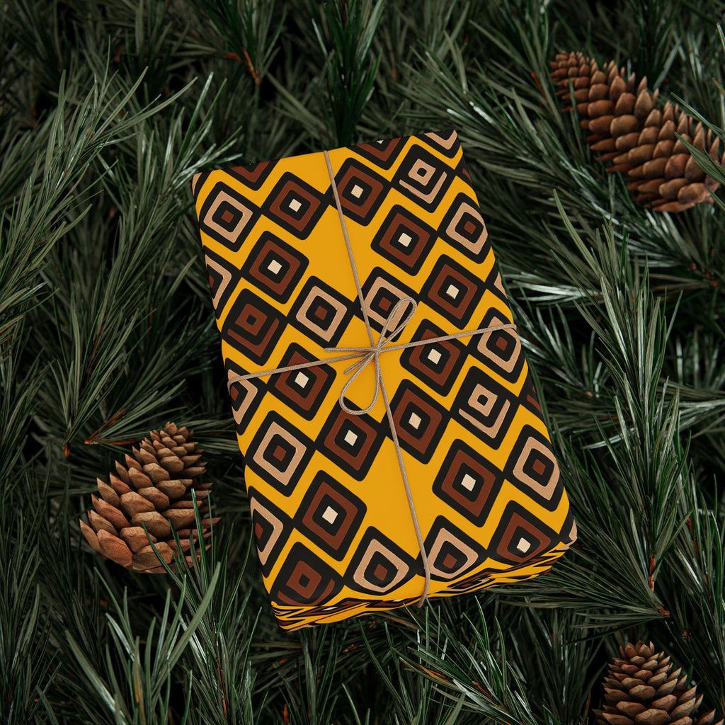 Diamond Pattern Retro Brown/Yellow Wrapping Paper