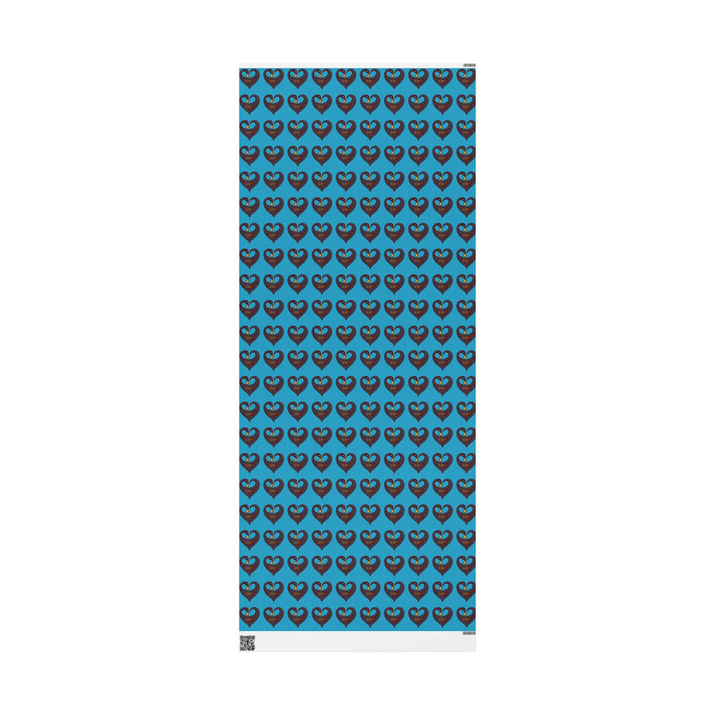 Adinkra Teal Sankofa Heart Wrapping Paper