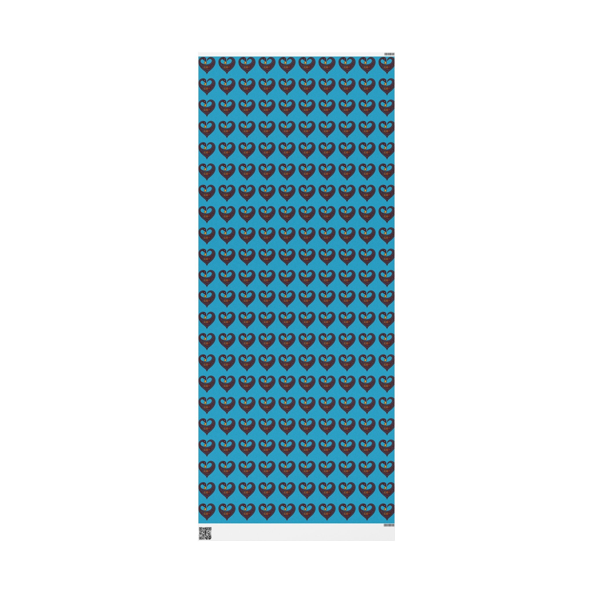Adinkra Teal Sankofa Heart Wrapping Paper