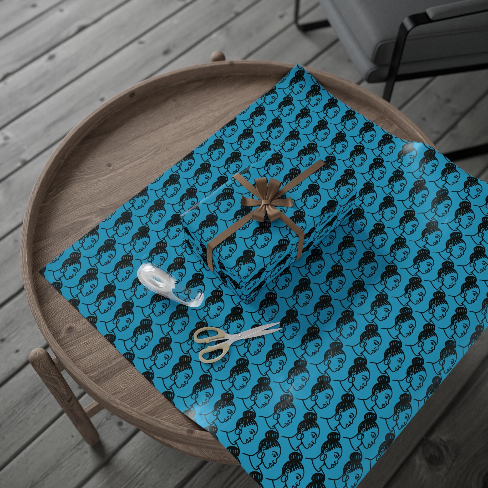'High Bun' Blue Wrapping Paper