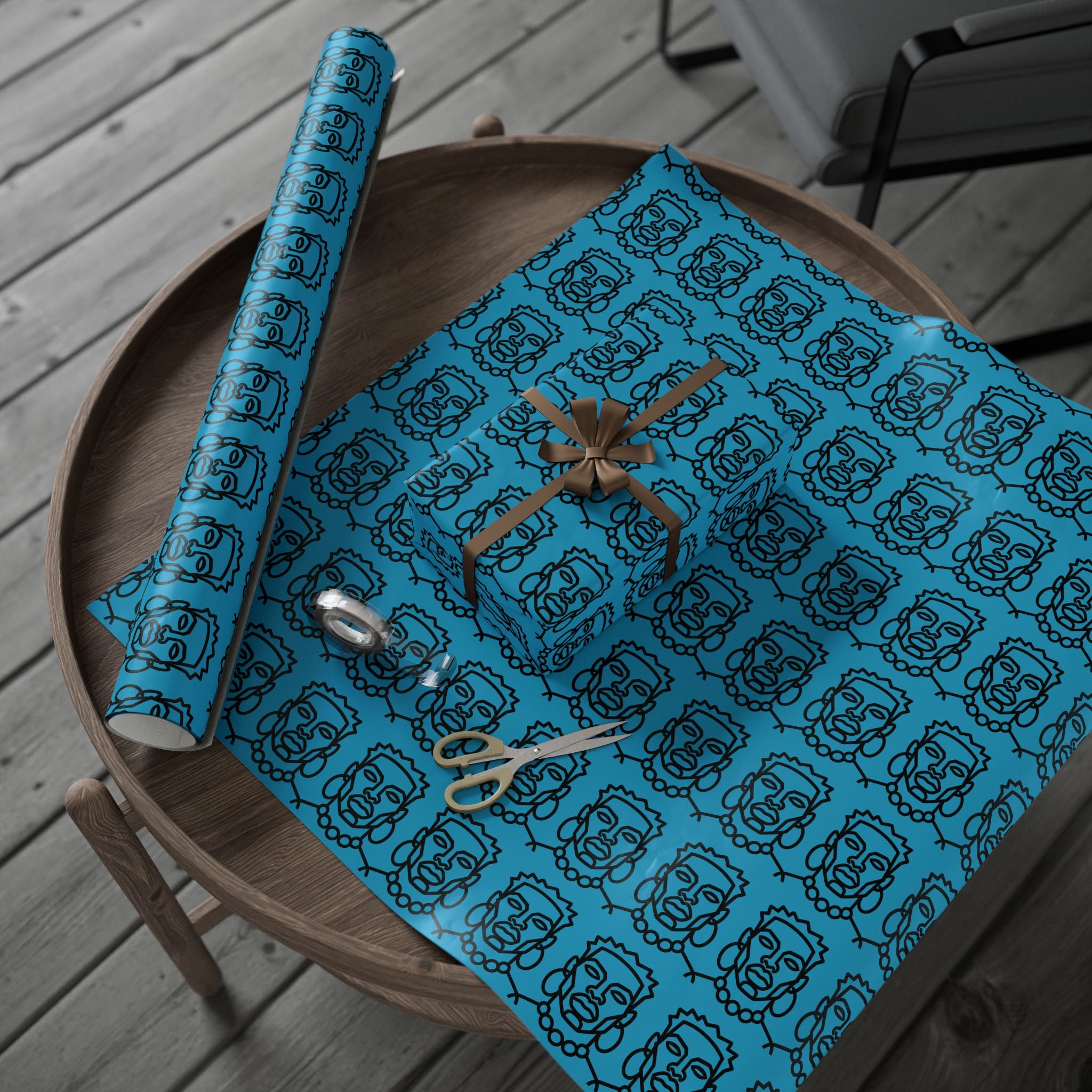 'He is Him' Teal Wrapping Paper, Holiday Gift Wrap