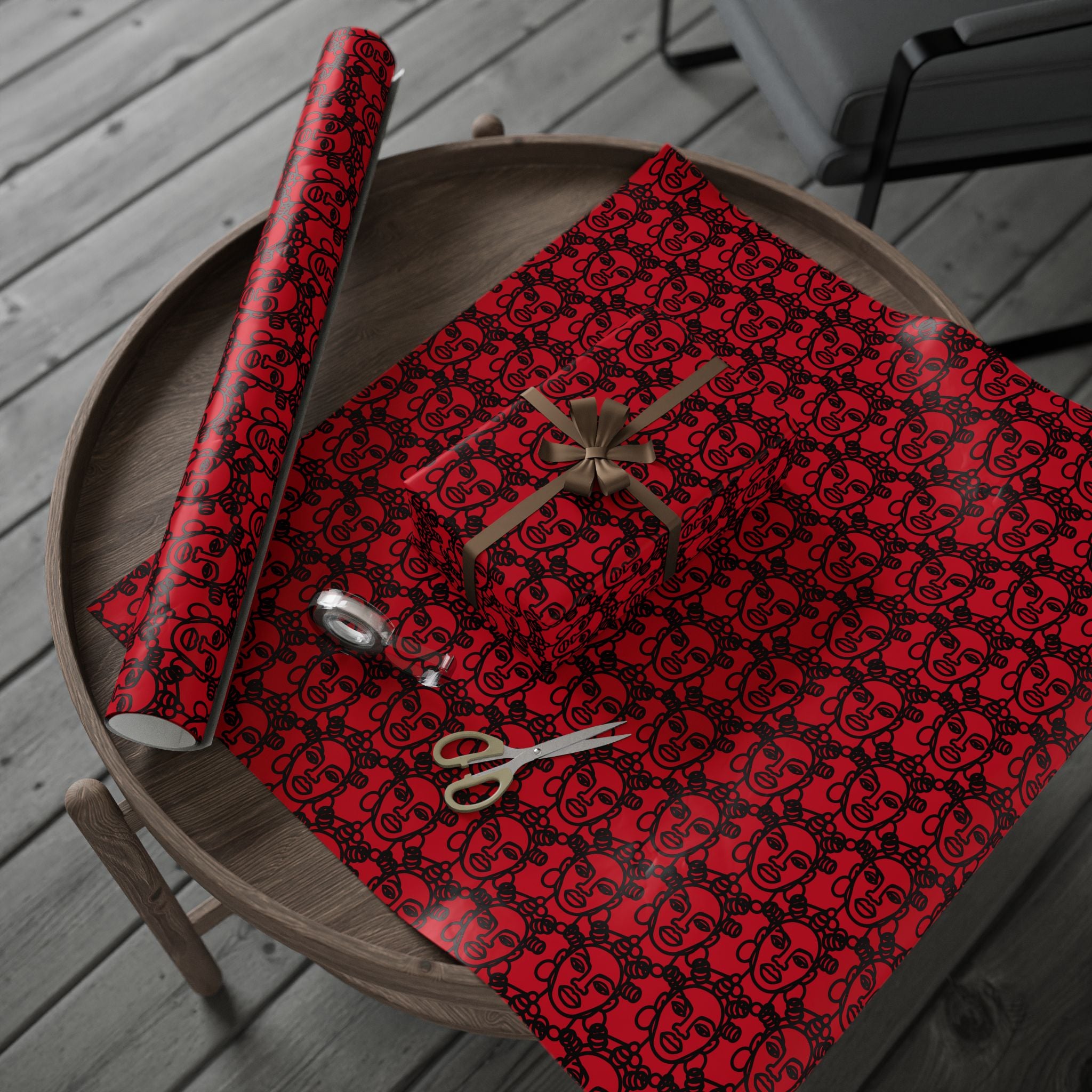 Bantu Crown - Red -Wrapping Paper, Holiday Gift Wrap