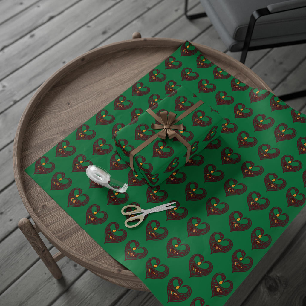 Adinkra Green Sankofa Heart Wrapping Paper