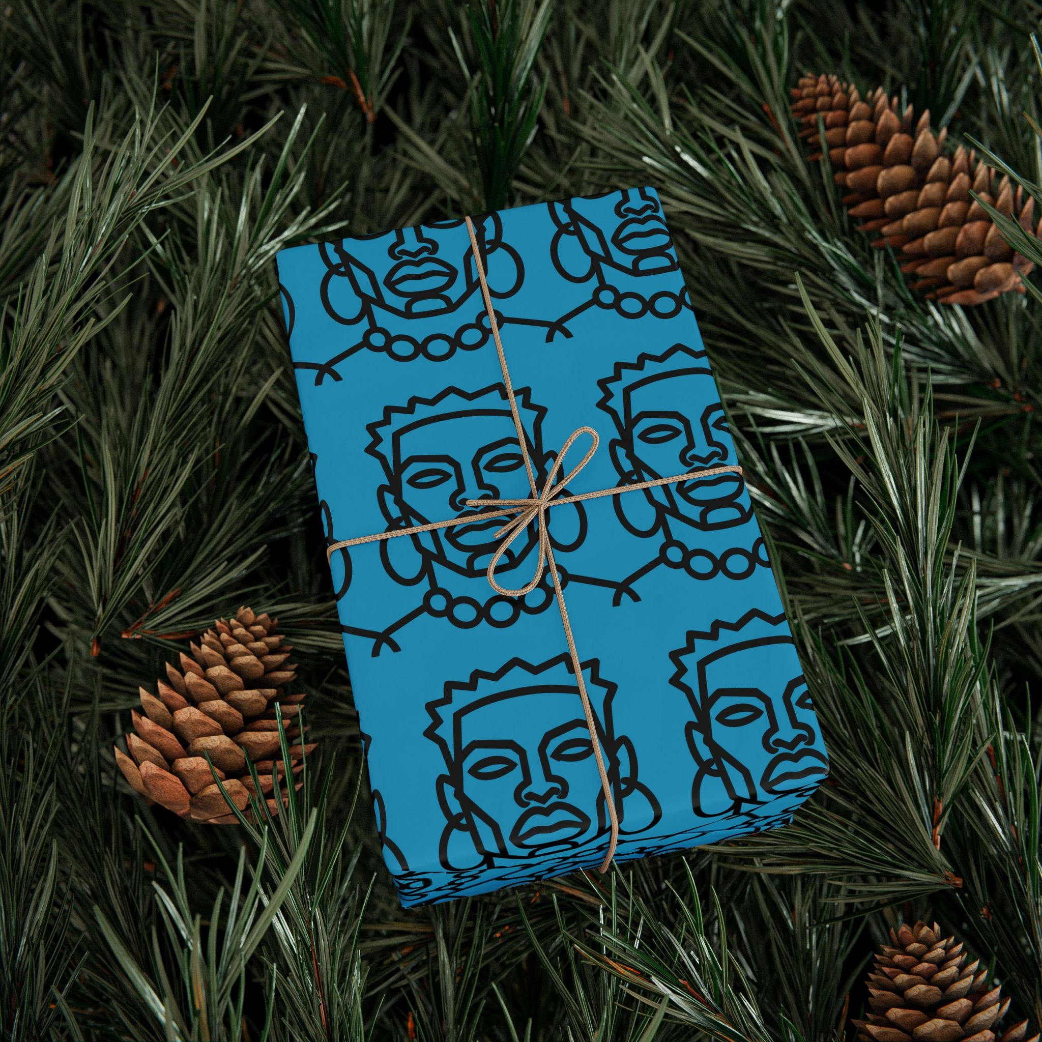 'He is Him' Teal Wrapping Paper, Holiday Gift Wrap