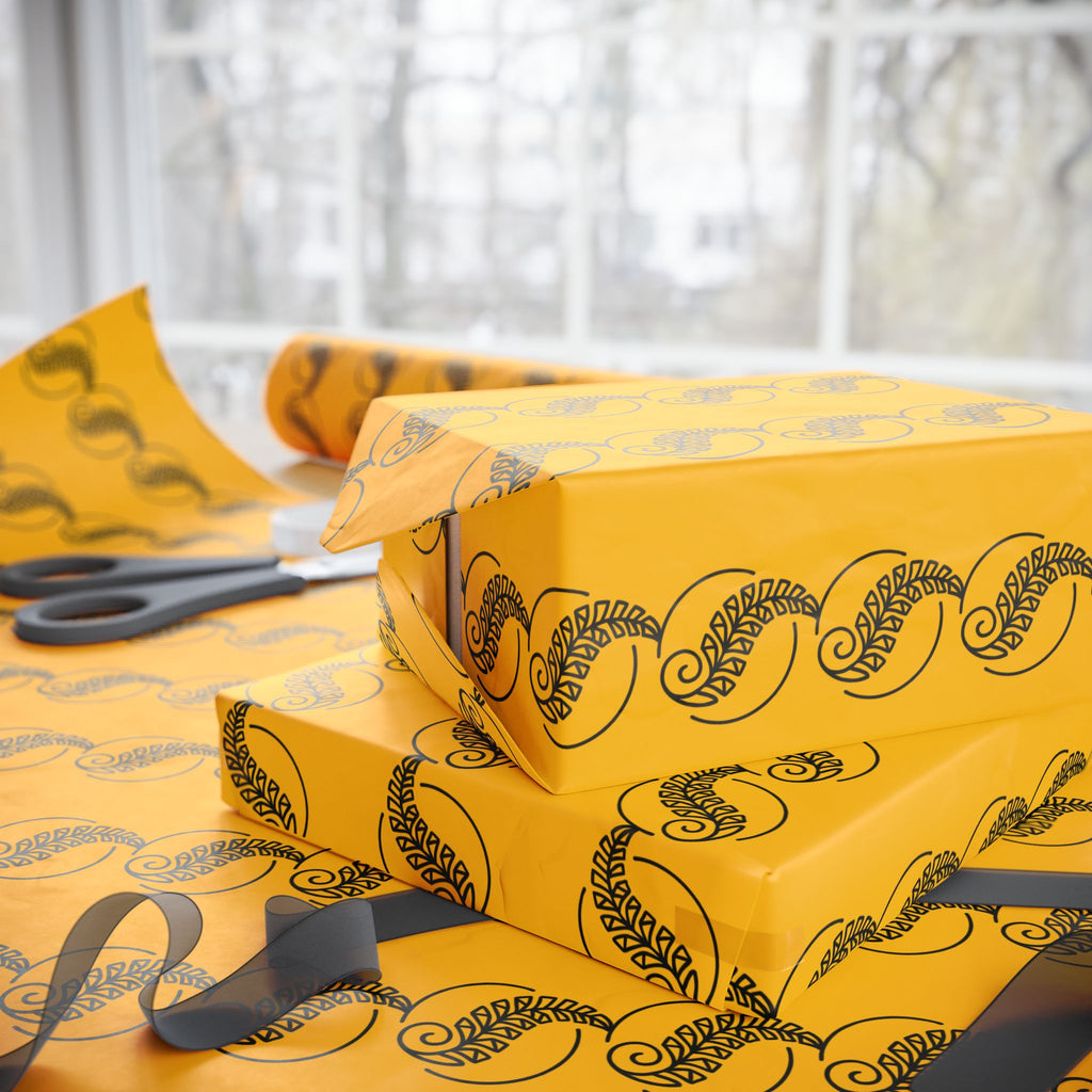 Adinkra Yellow Fern Wrapping Paper