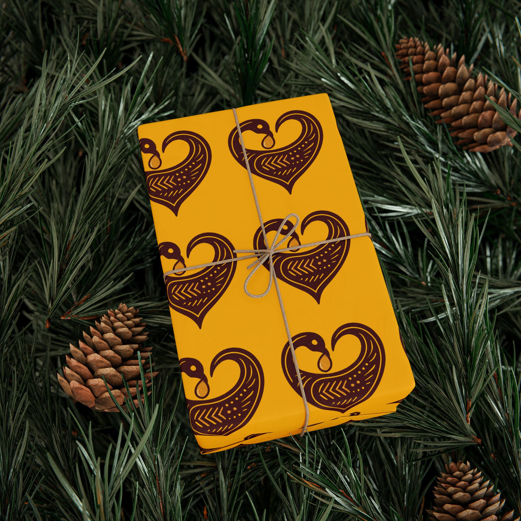 Adinkra Yellow Sankofa Heart Wrapping Paper