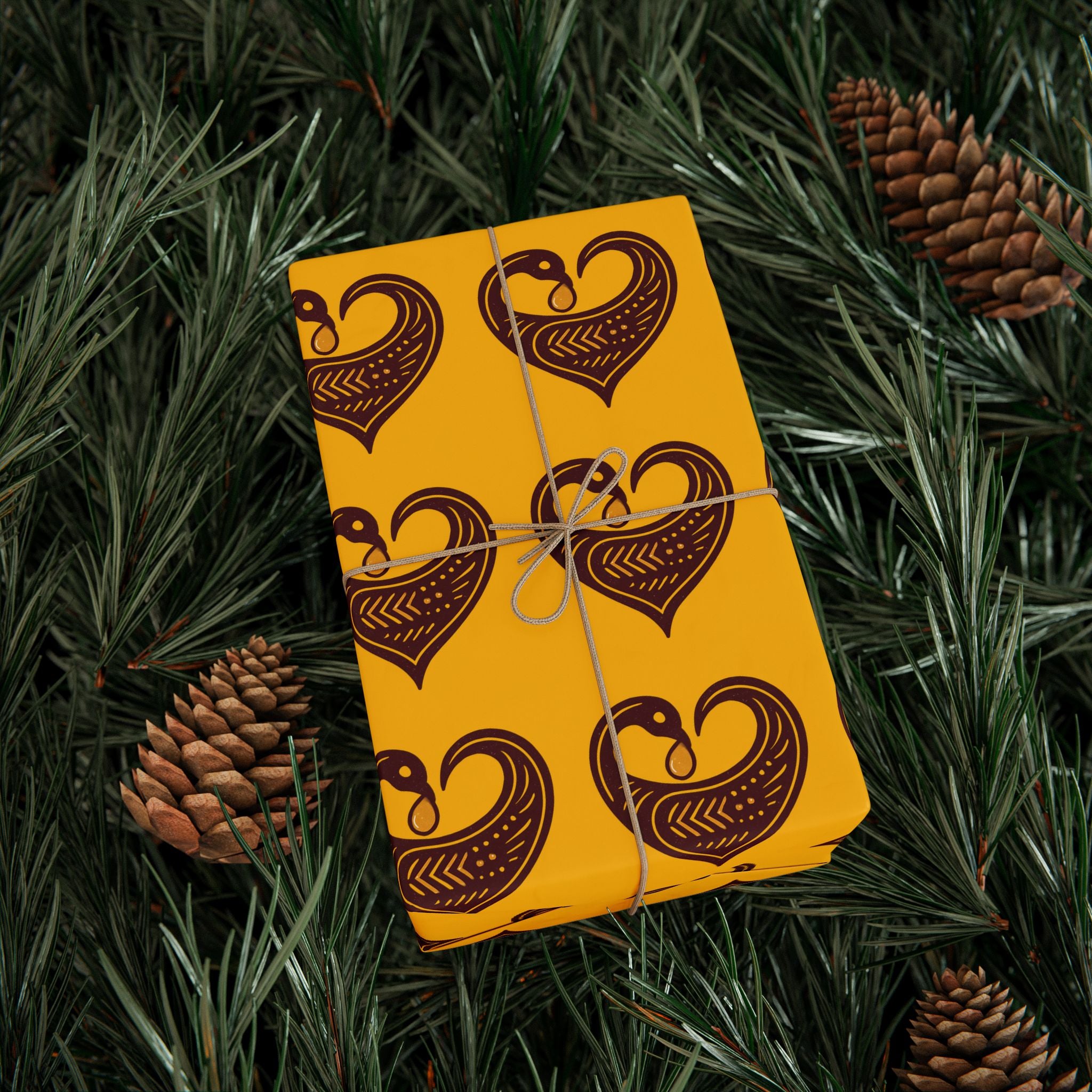 Adinkra Yellow Sankofa Heart Wrapping Paper