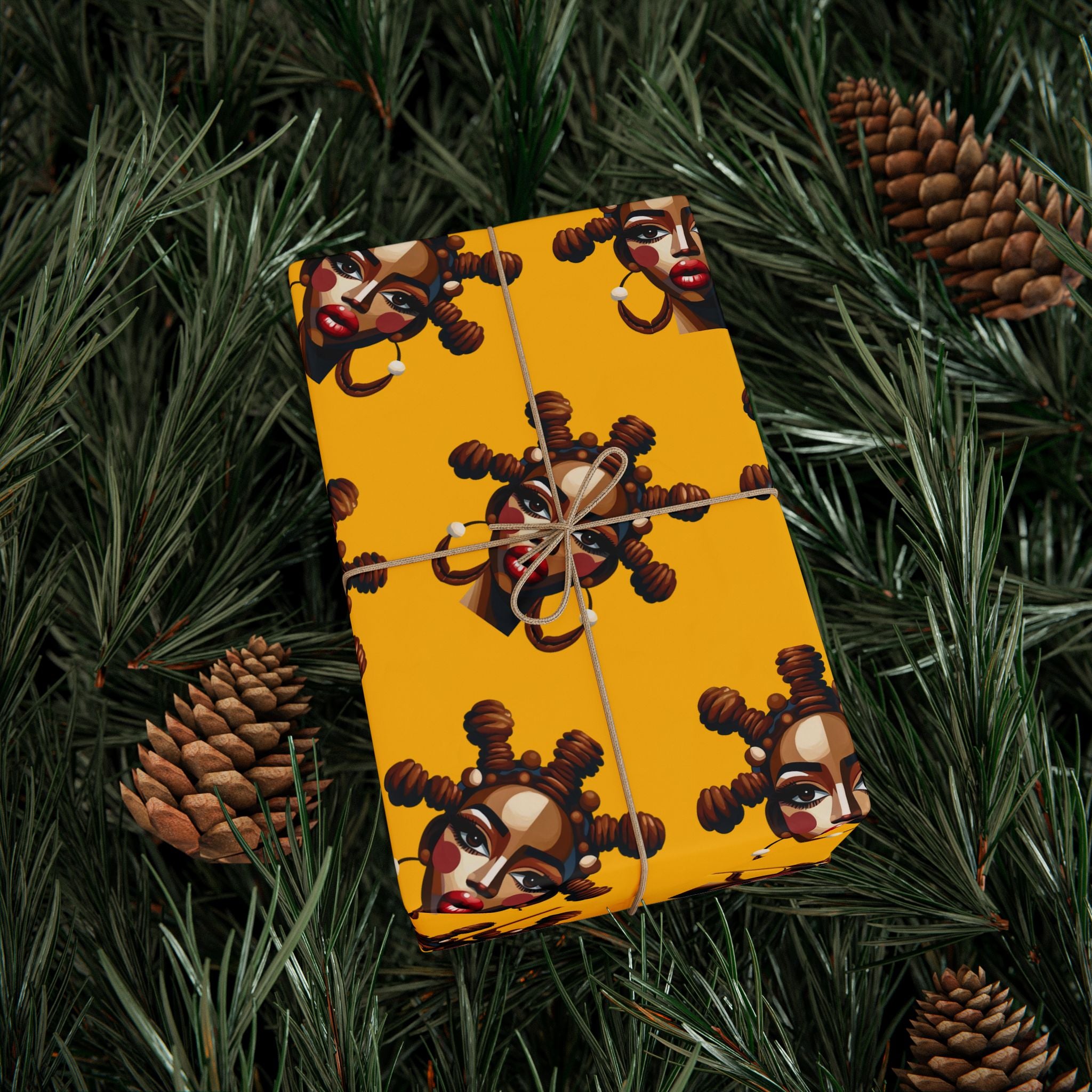 'Bantu' Yellow Gift Wrapping Paper Roll