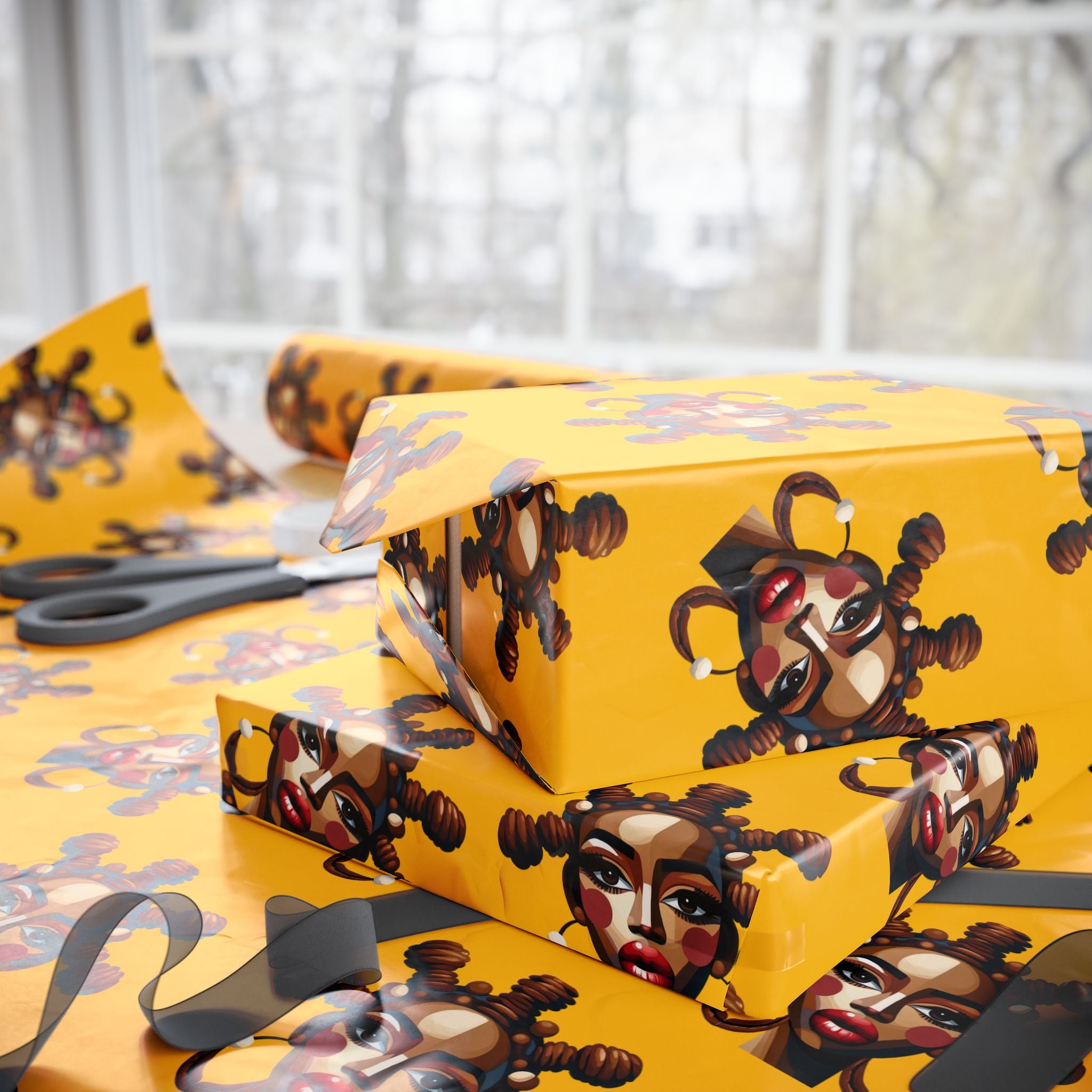 'Bantu' Yellow Gift Wrapping Paper Roll