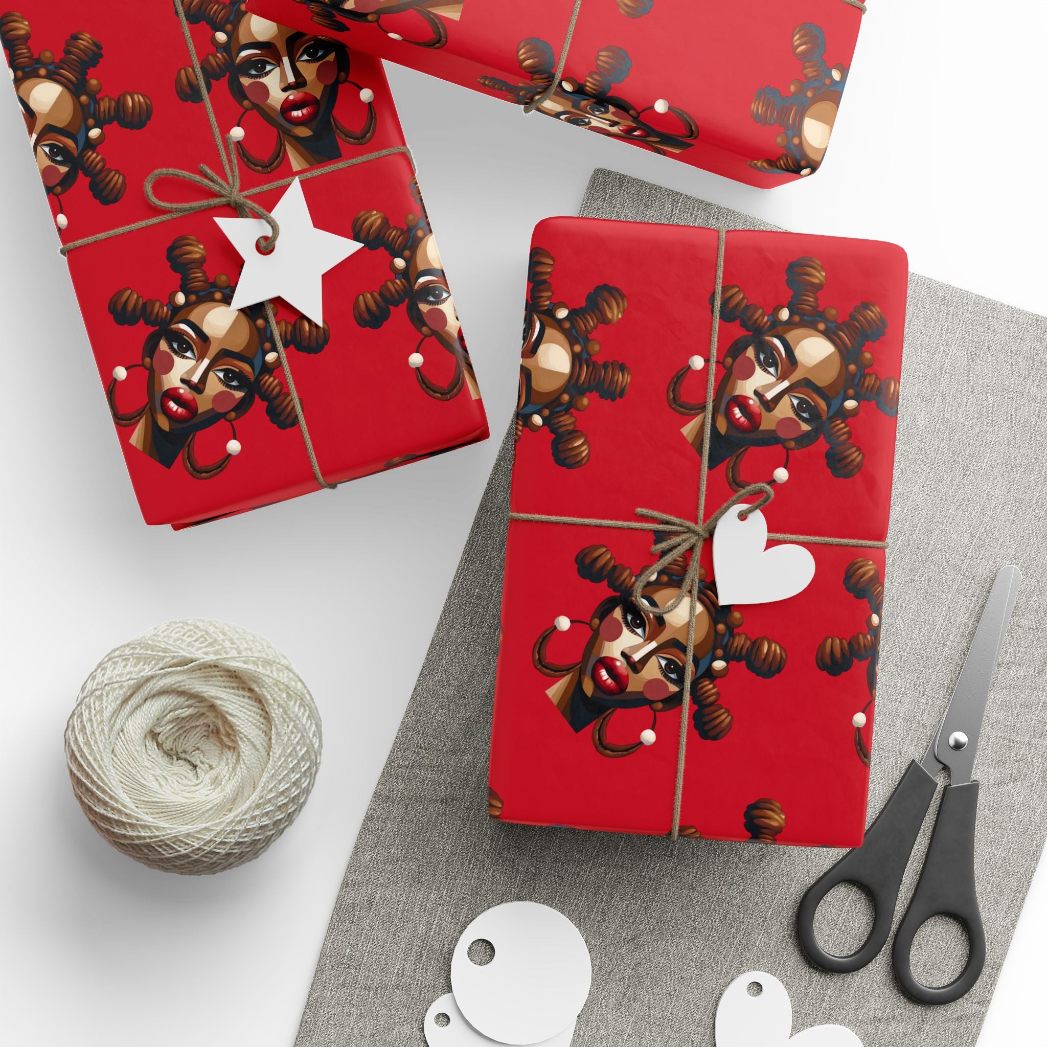 'Bantu' Red Gift Wrapping Paper Roll