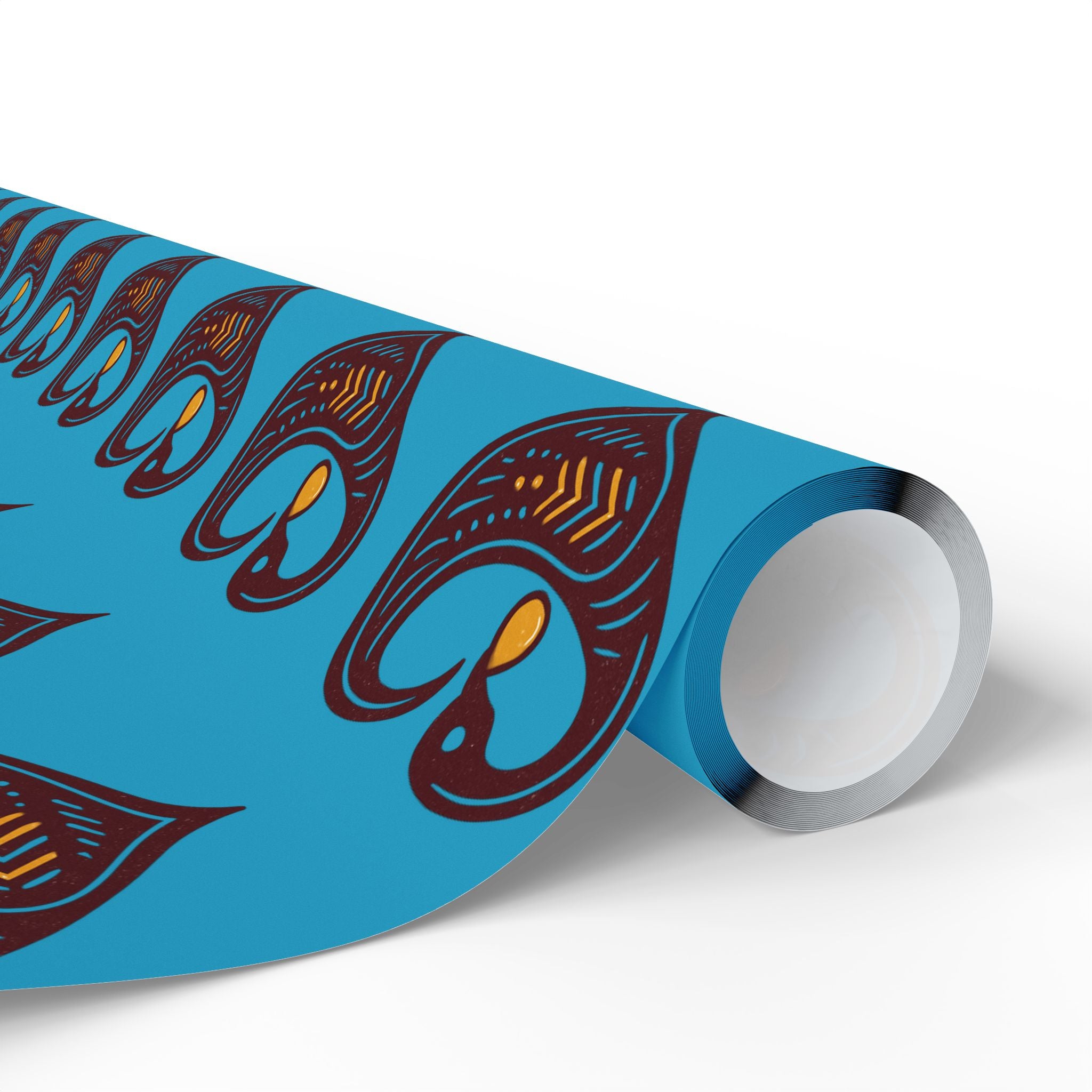 Adinkra Teal Sankofa Heart Wrapping Paper