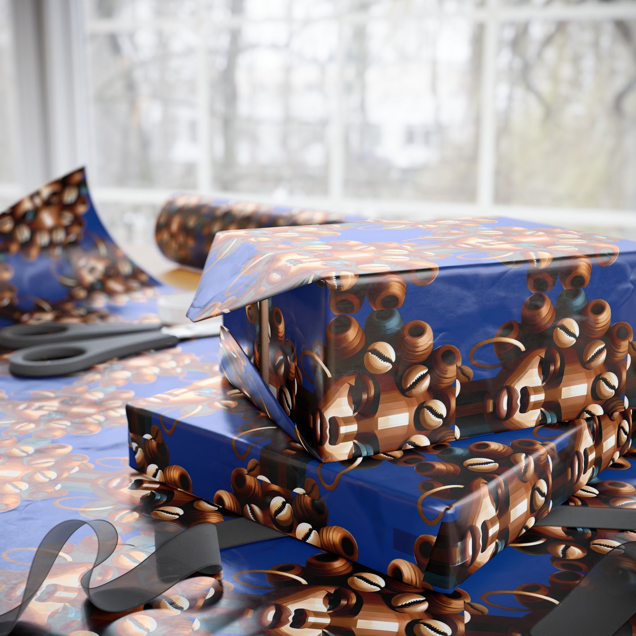 'Dollie' Blue Wrapping Paper Roll