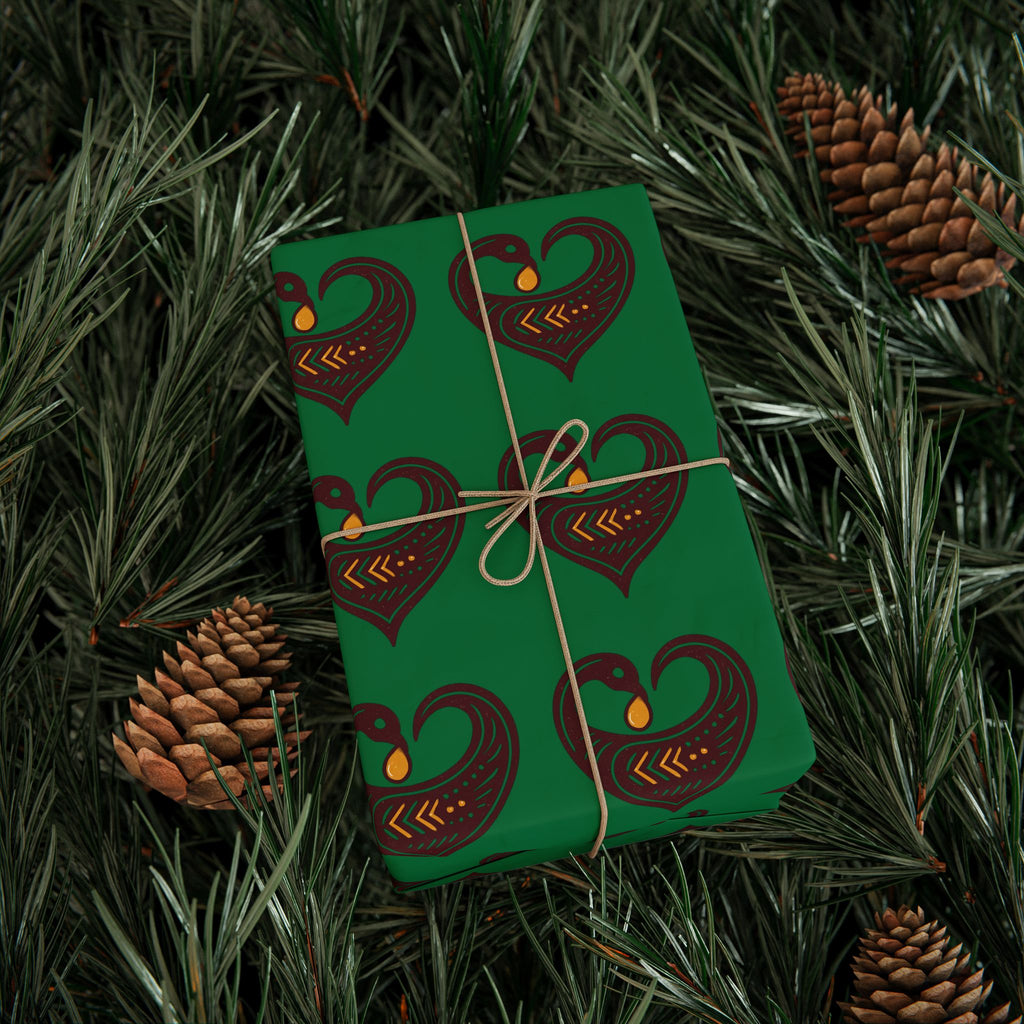 Adinkra Green Sankofa Heart Wrapping Paper