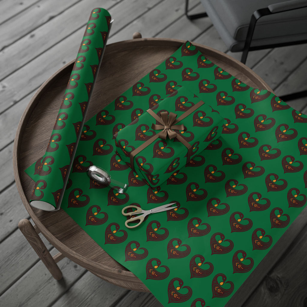 Adinkra Green Sankofa Heart Wrapping Paper