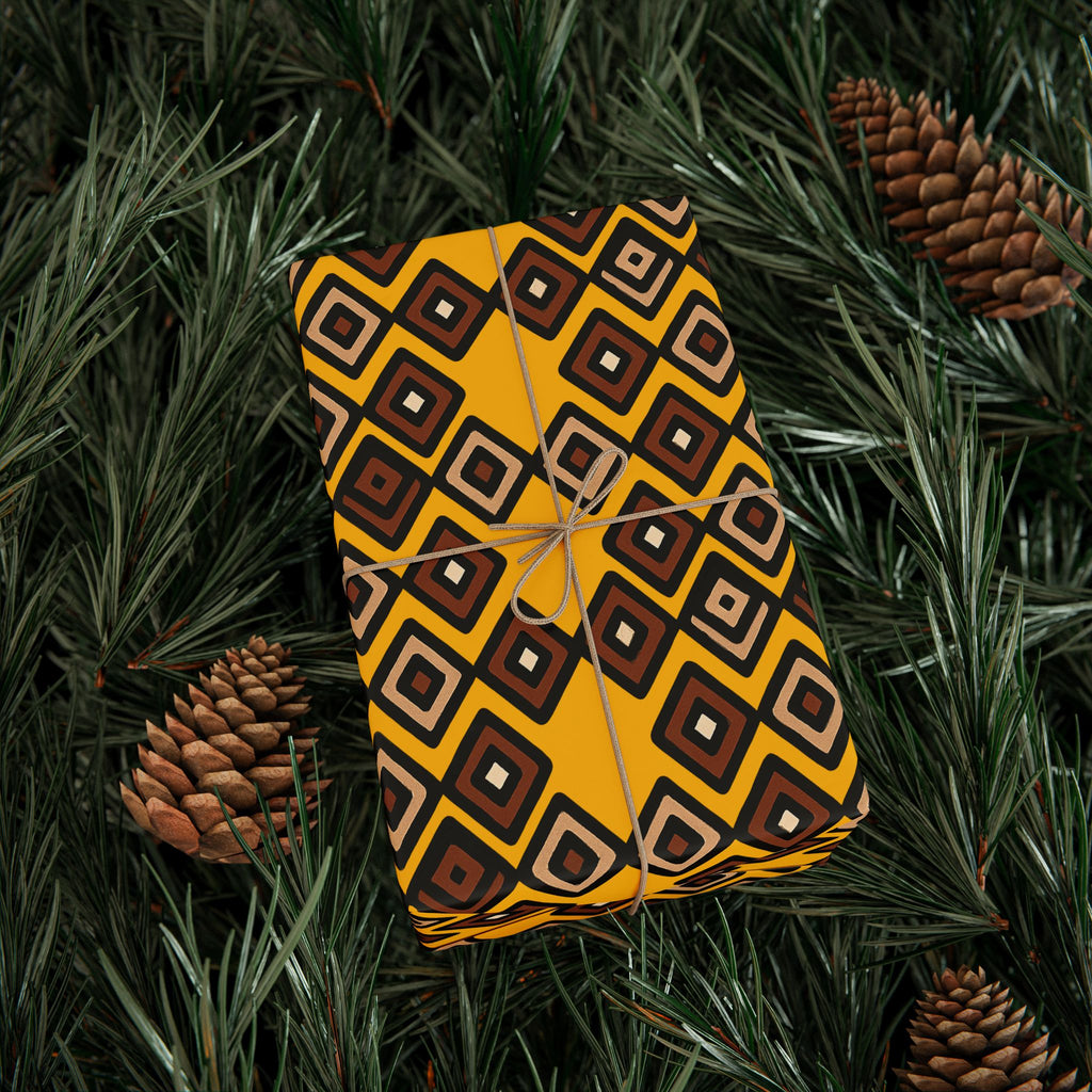 Diamond Pattern Retro Brown/Yellow Wrapping Paper