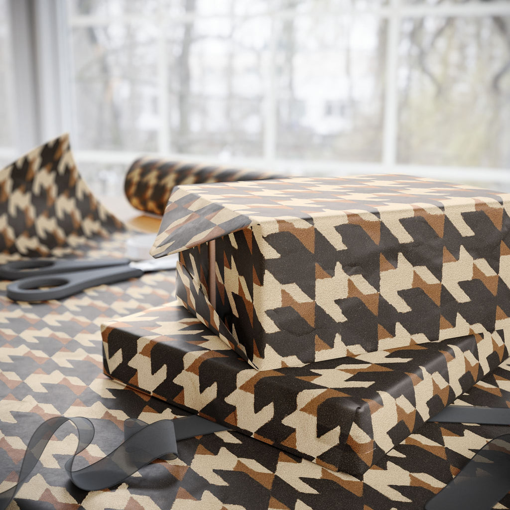 Houndstooth Pattern -Brown Wrapping Paper