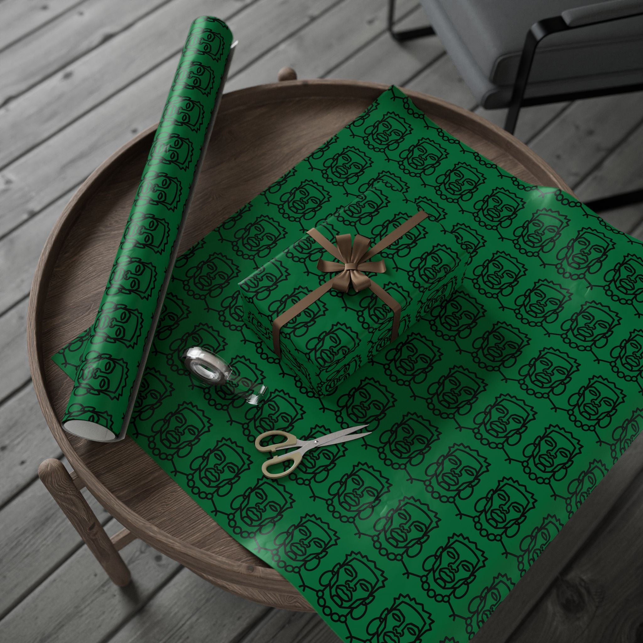 'He is Him' Green Wrapping Paper, Holiday Gift Wrap
