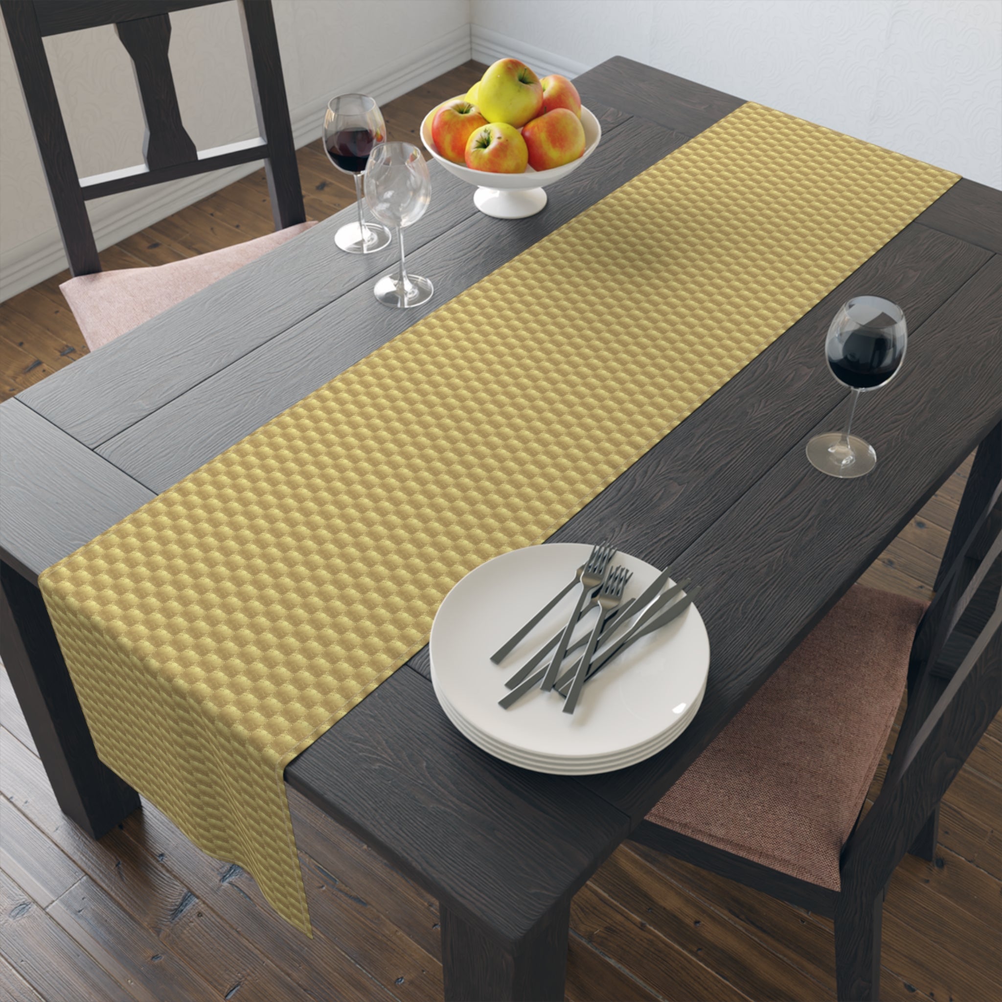 Table Runner - Gold Square Pattern