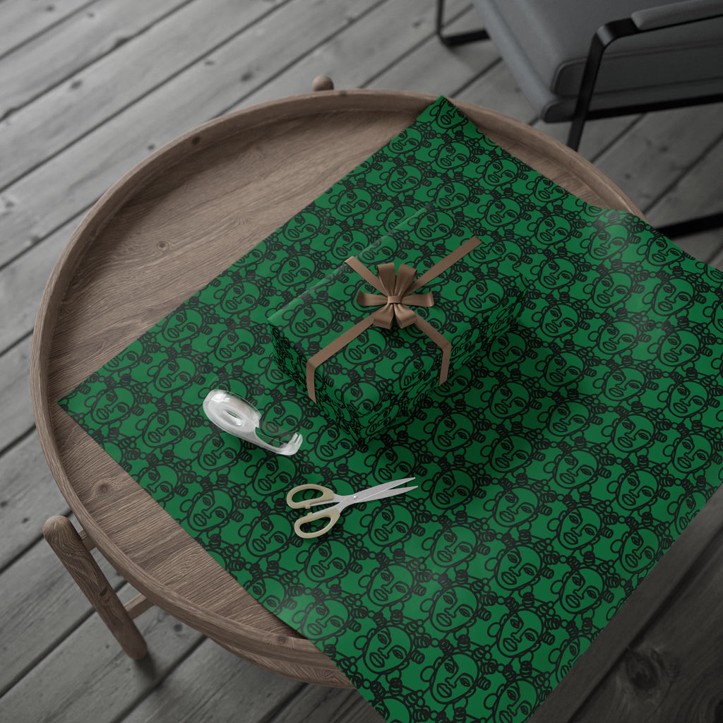 Bantu Crown - Green -Wrapping Paper, Holiday Gift Wrap