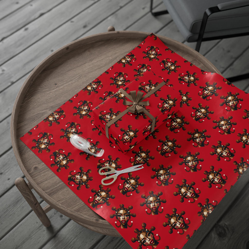 'Bantu' Red Gift Wrapping Paper Roll